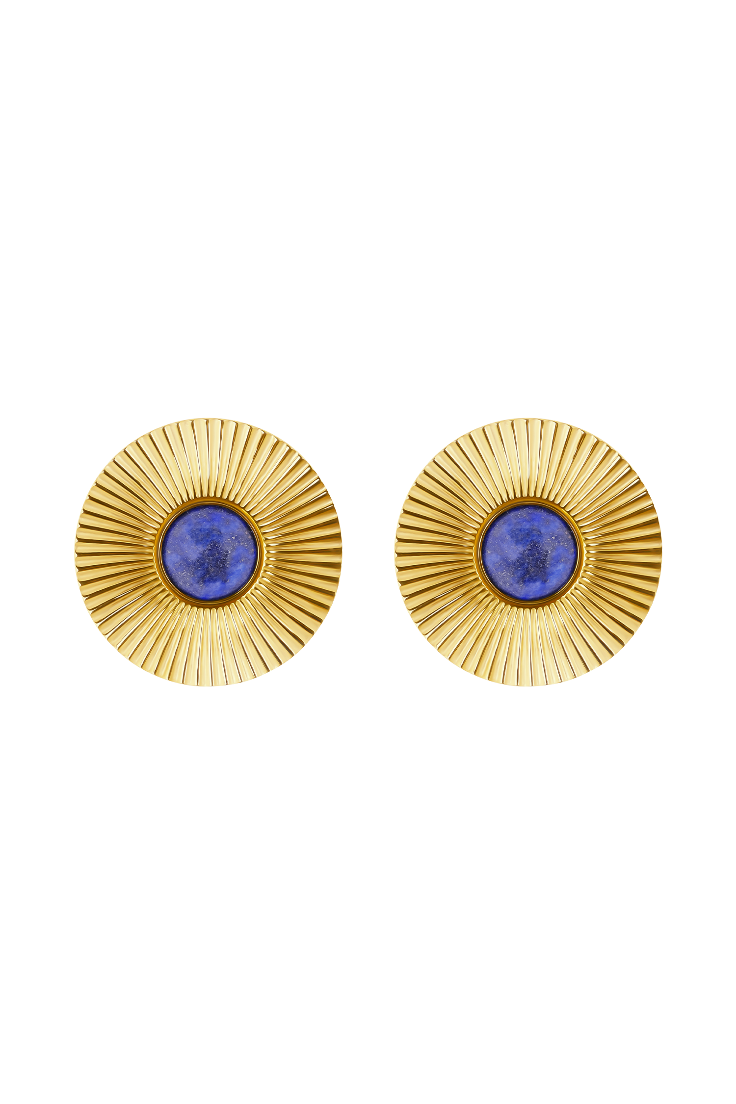 Maisie Round Gemstone Earrings - Gold - Image 6
