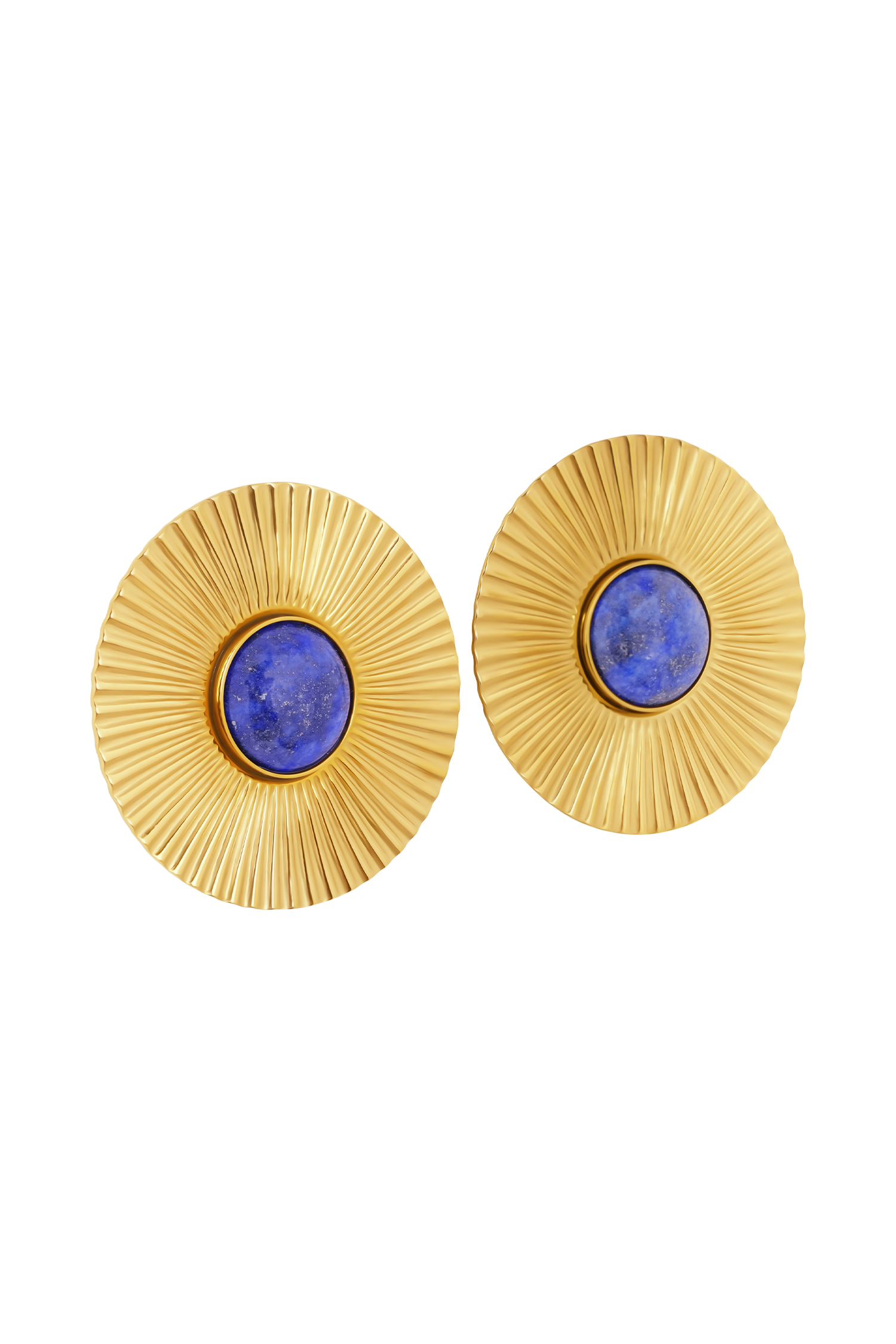Maisie Round Gemstone Earrings - Gold - Image 5