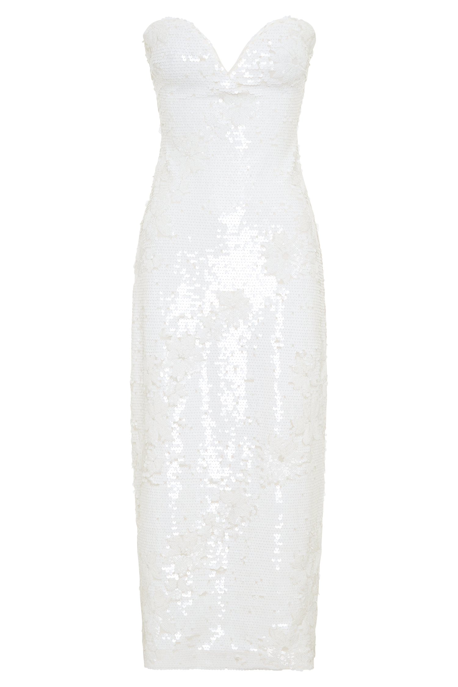 Maisie Strapless Sequin Midi Dress - White - Image 6