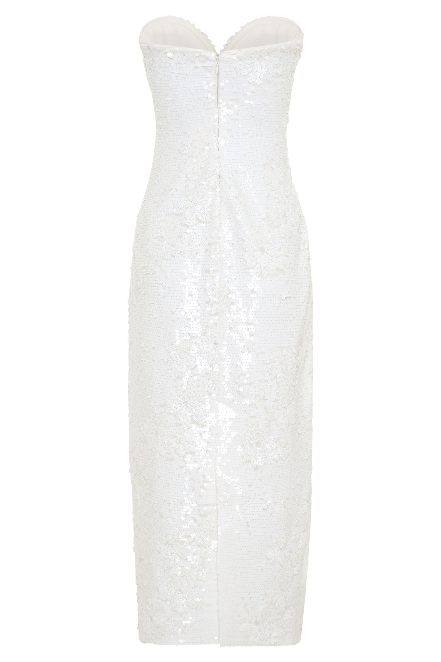 Maisie Strapless Sequin Midi Dress - White - Image 5