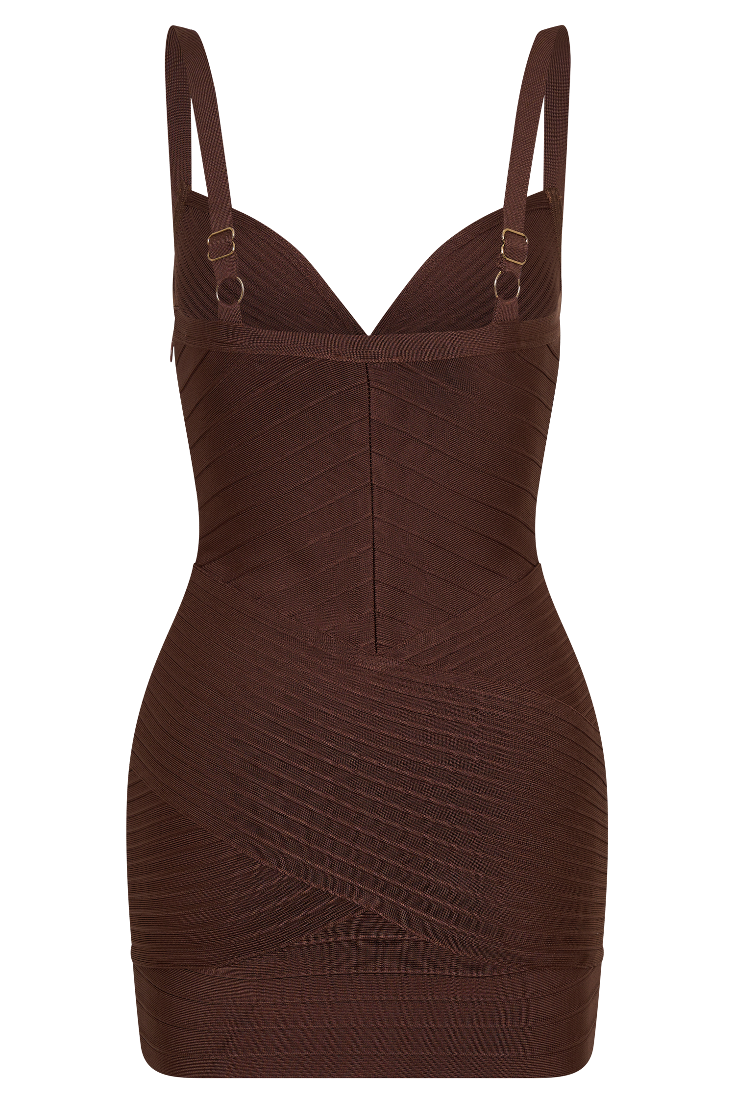 Maison Bandage Knit Mini Dress - Chocolate - Image 6