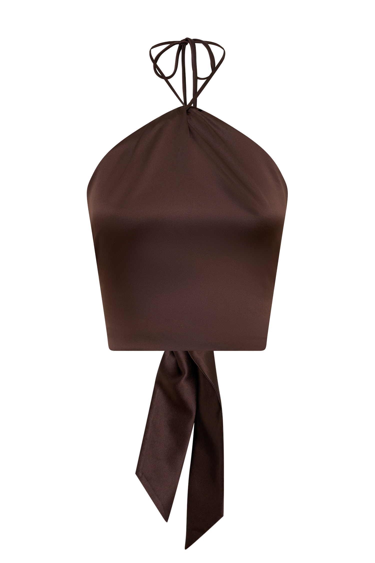 Mariana Halter Silk Blend Sleeveless Top - Dark Chocolate - Image 8
