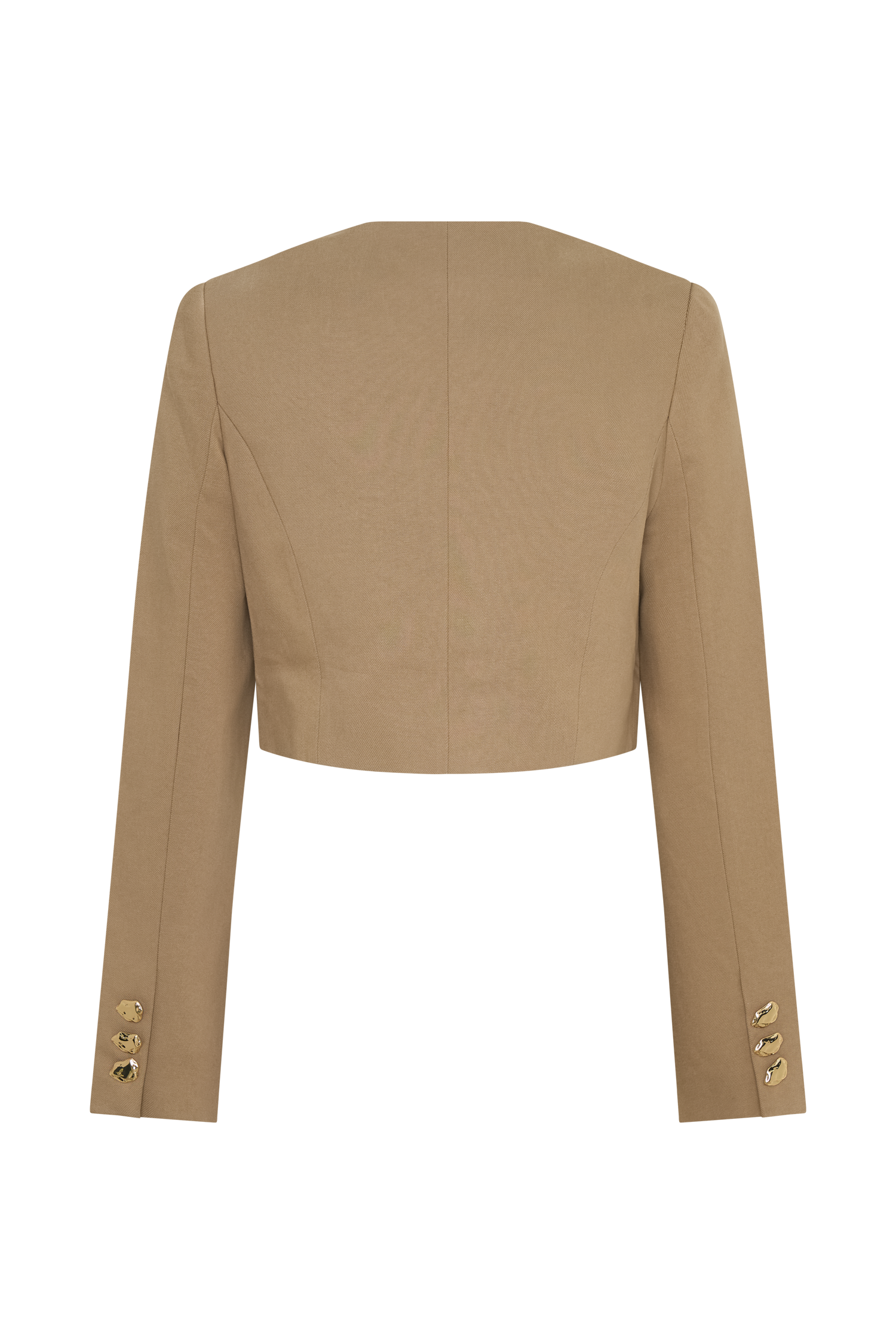 Marielle Button Up Cropped Jacket - Taupe - Image 7