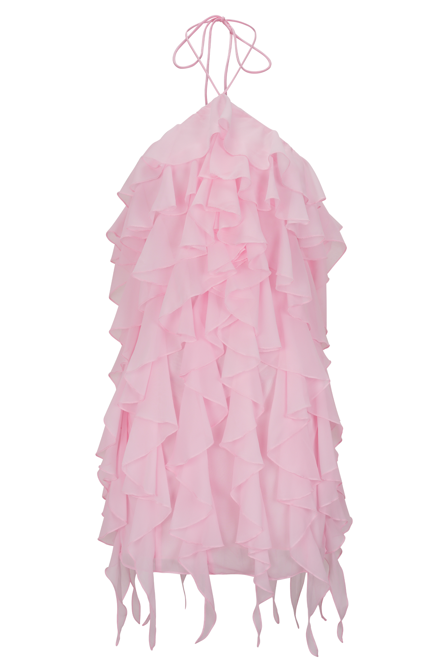 Marigold Ruffle Halter Mini Dress - Powder Pink - Image 9