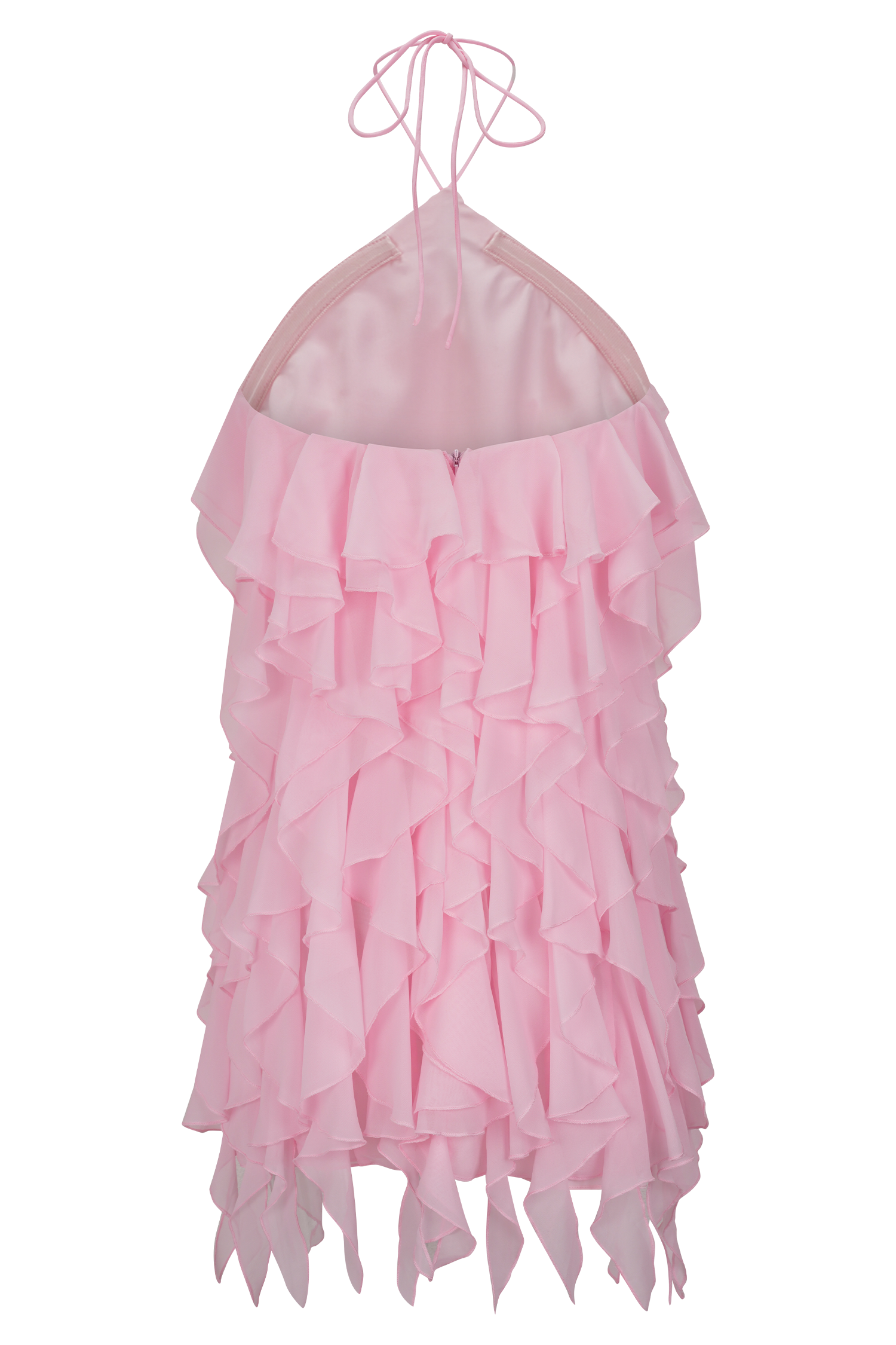 Marigold Ruffle Halter Mini Dress - Powder Pink - Image 8
