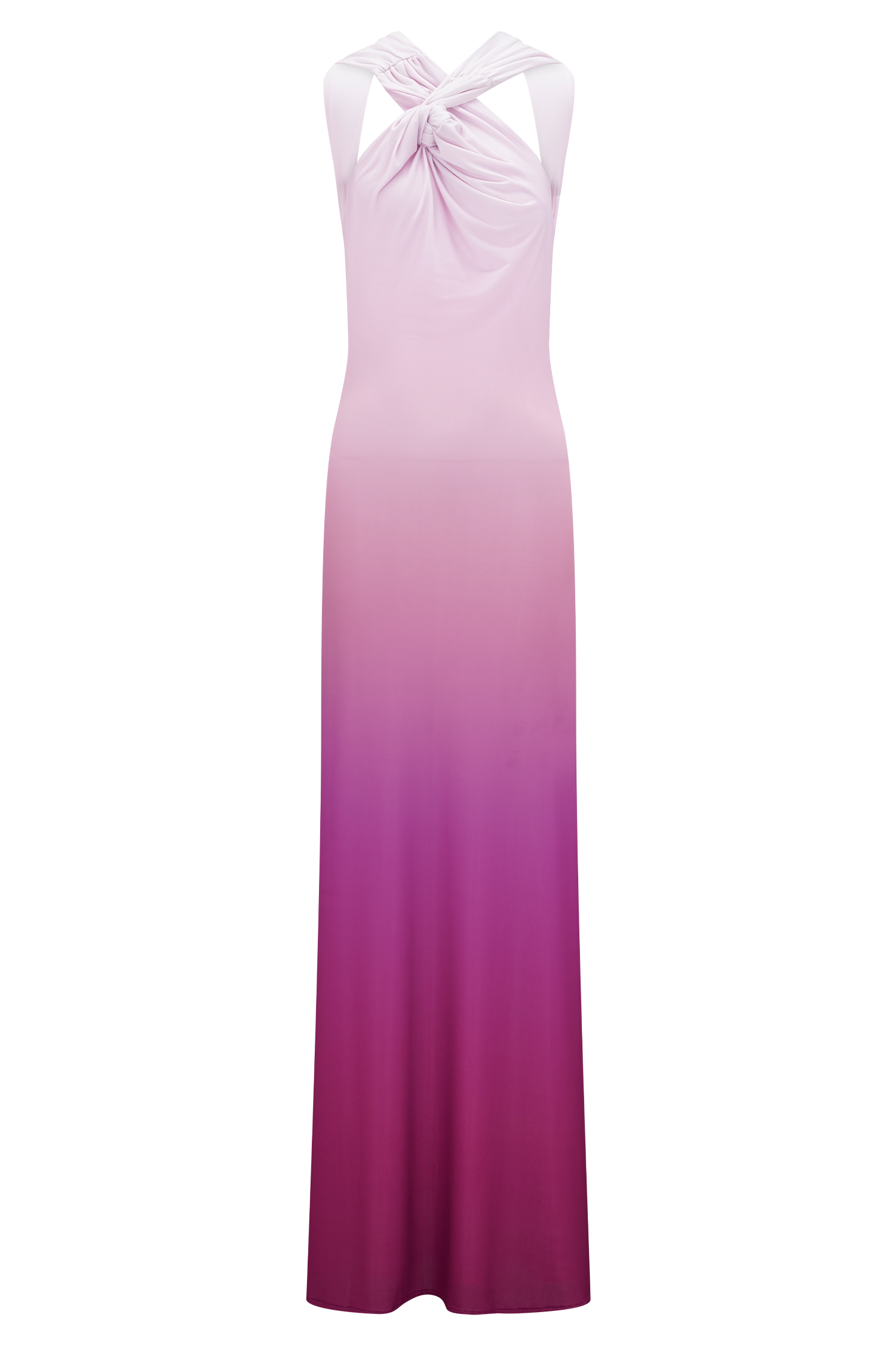 Marlee Asymmetrical Slinky Maxi Dress - Ombre Pink - Image 7