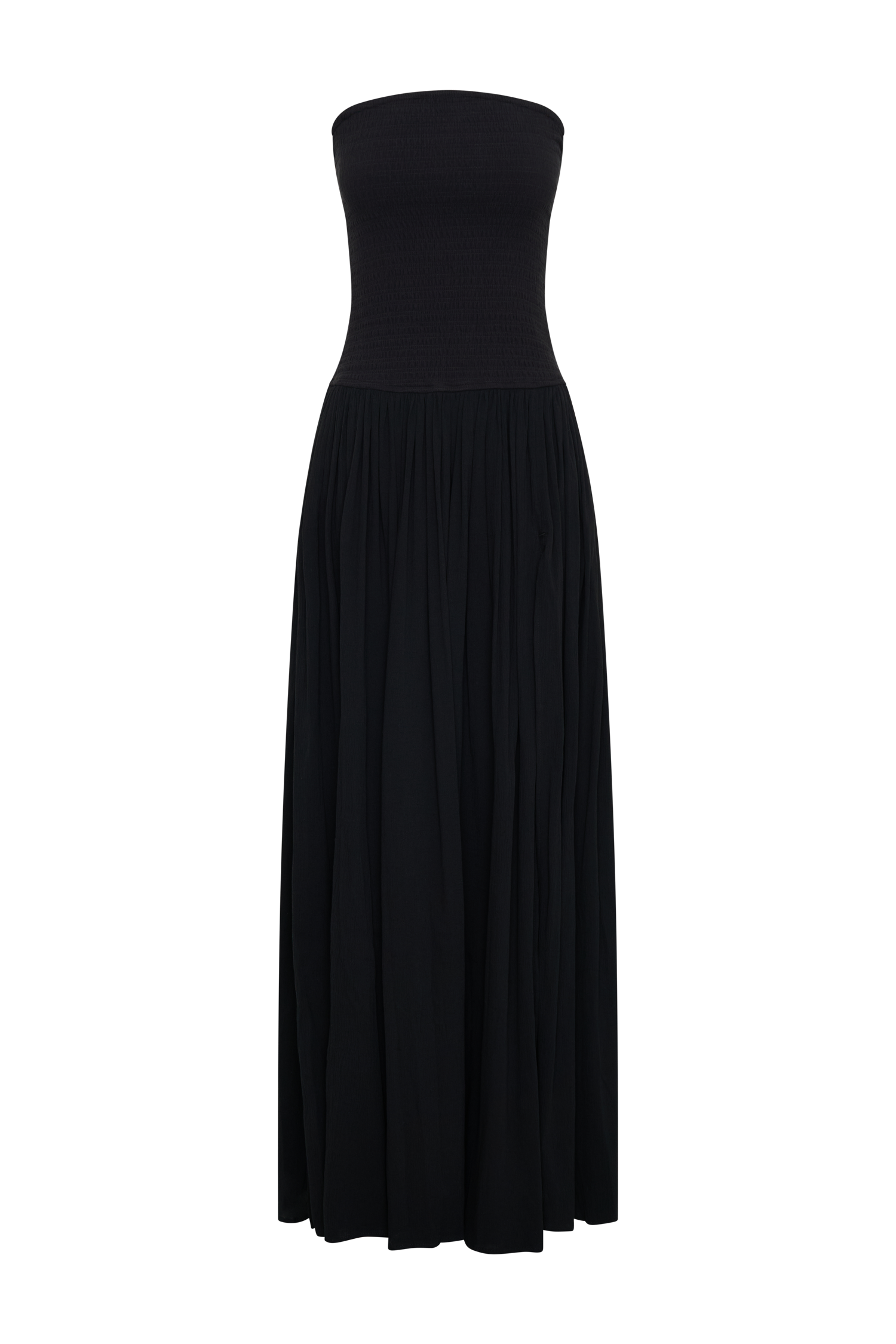 Maureen Cotton Shirring Maxi Dress - Black - Image 7