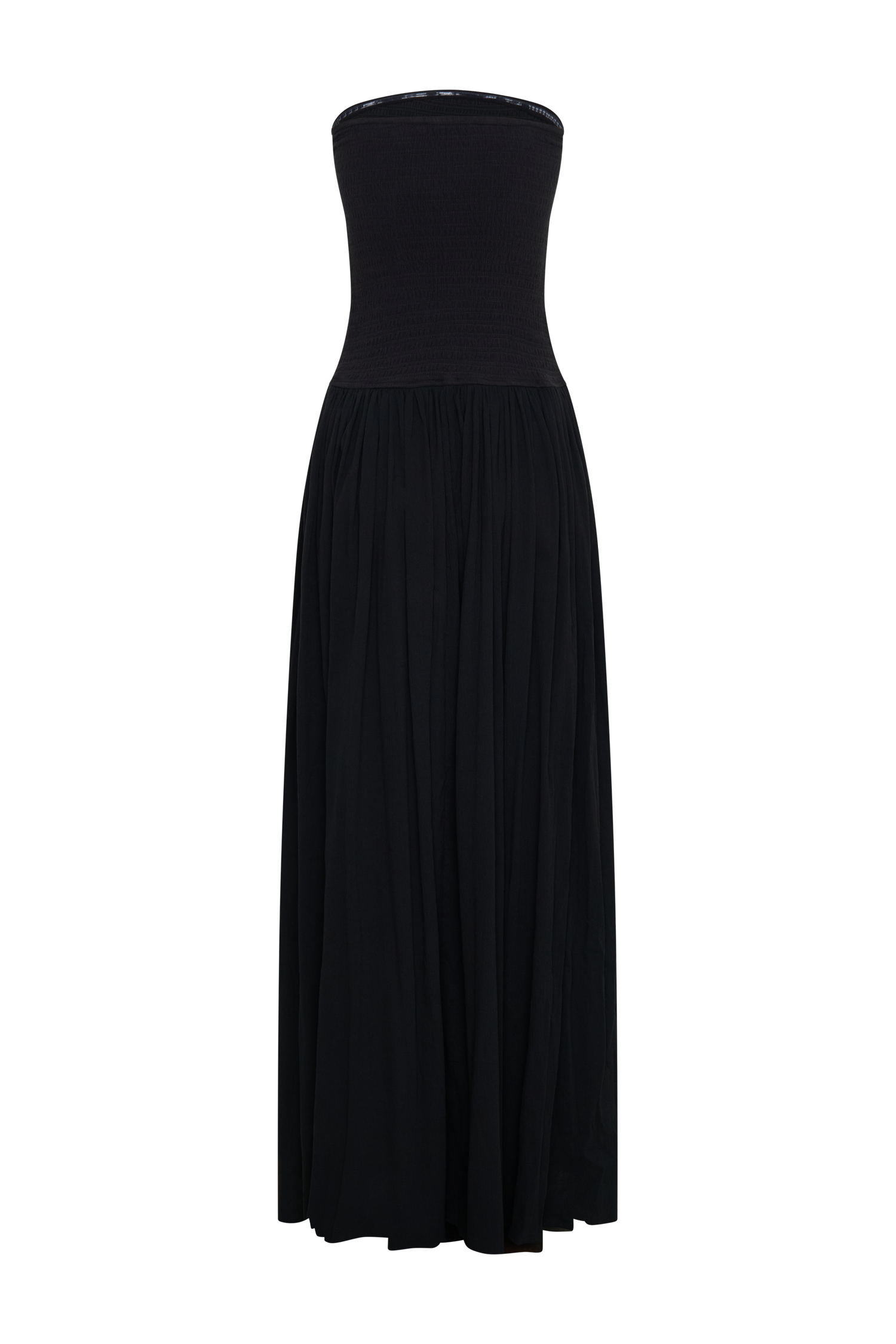 Maureen Cotton Shirring Maxi Dress - Black - Image 6