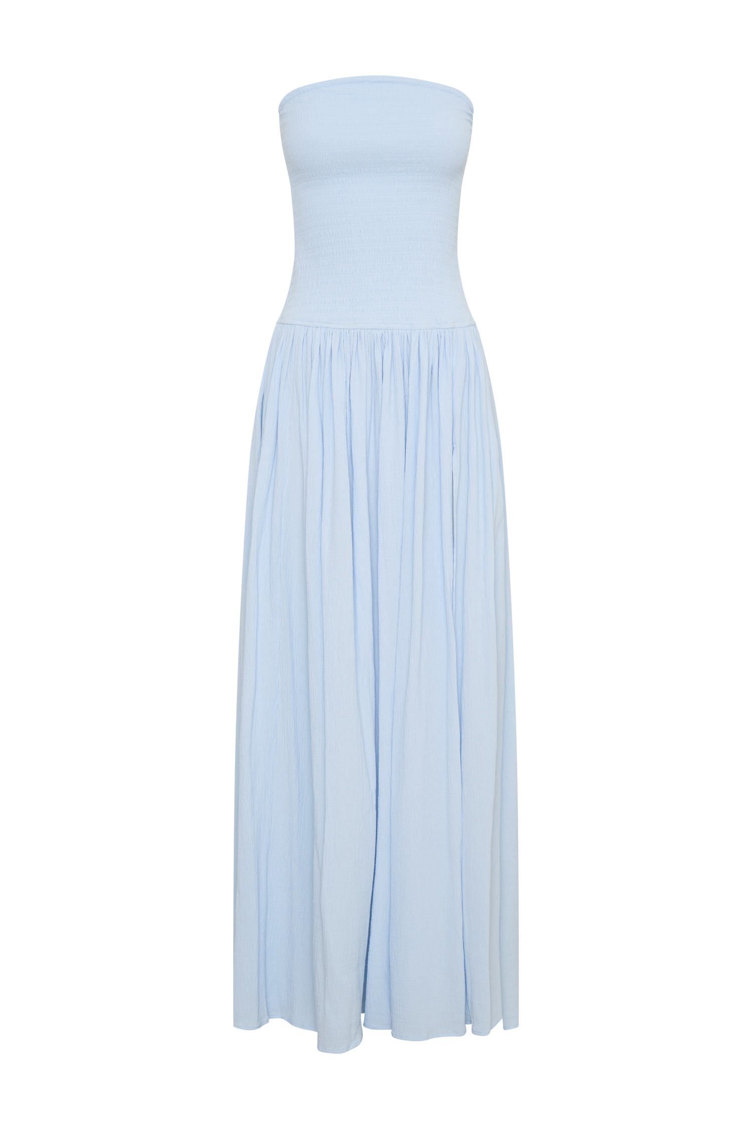 Maureen Cotton Shirring Maxi Dress - Powder Blue - Image 11
