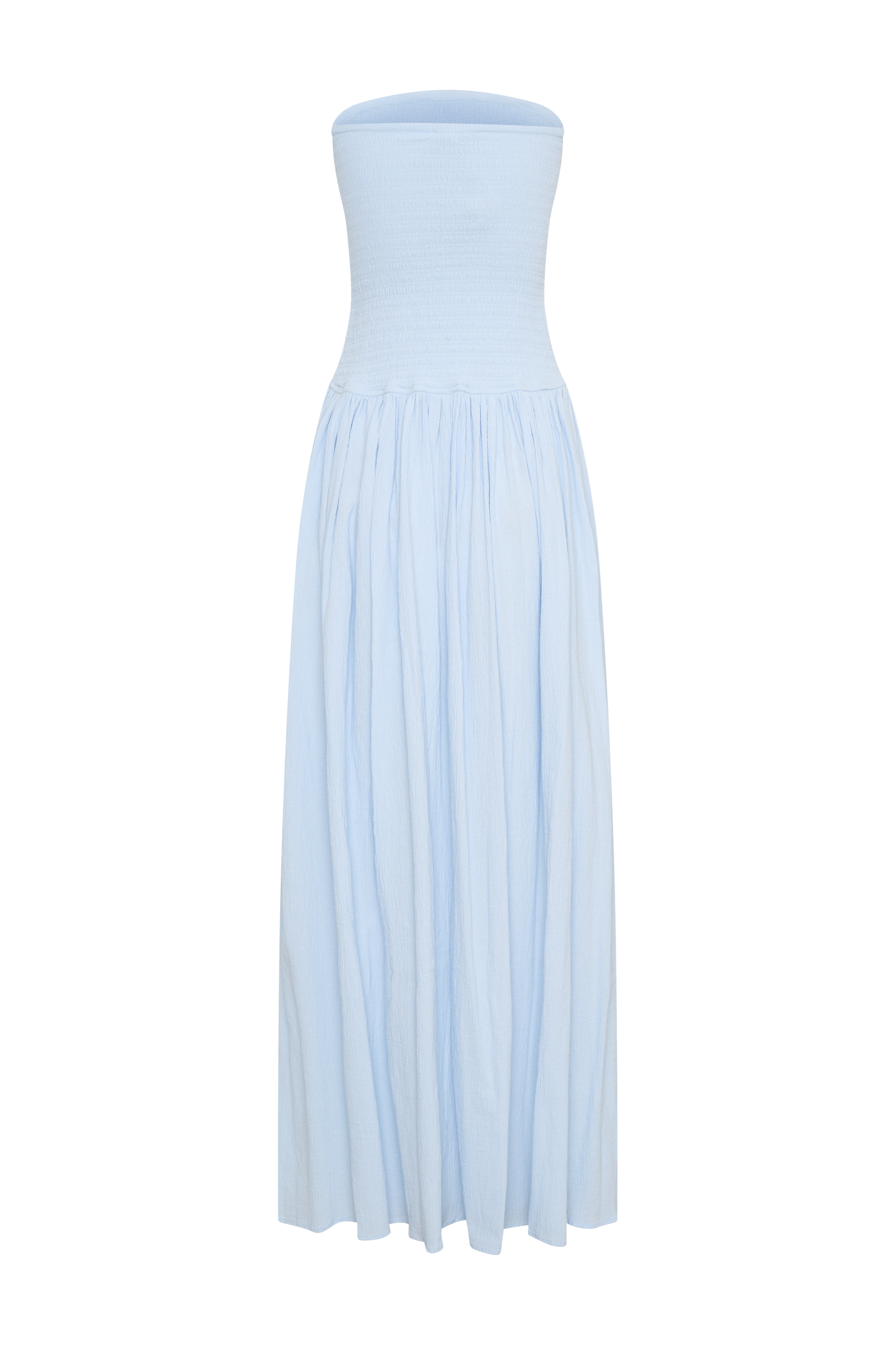 Maureen Cotton Shirring Maxi Dress - Powder Blue - Image 10