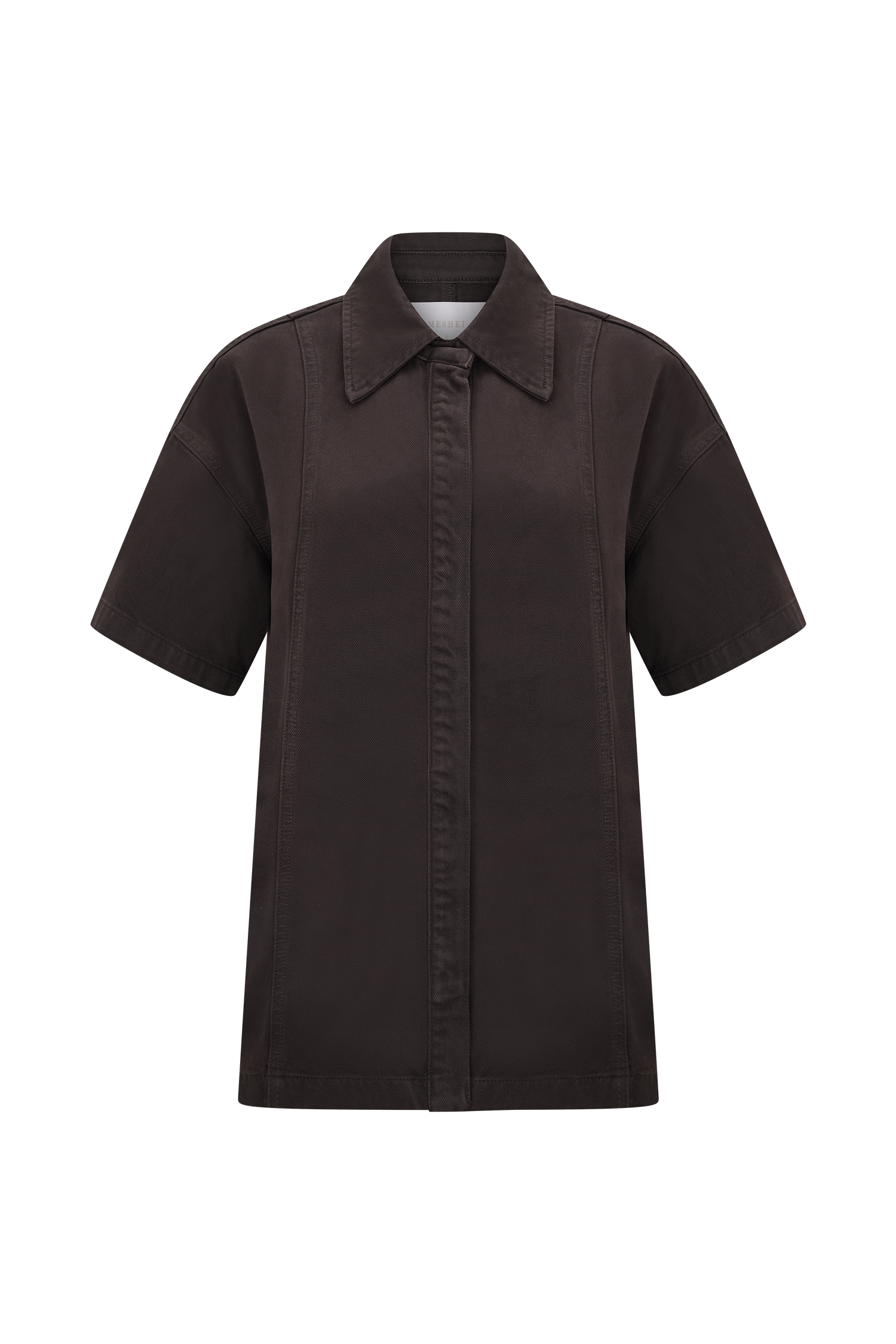 Maya Oversized Denim Shirt - Chocolate - Image 11