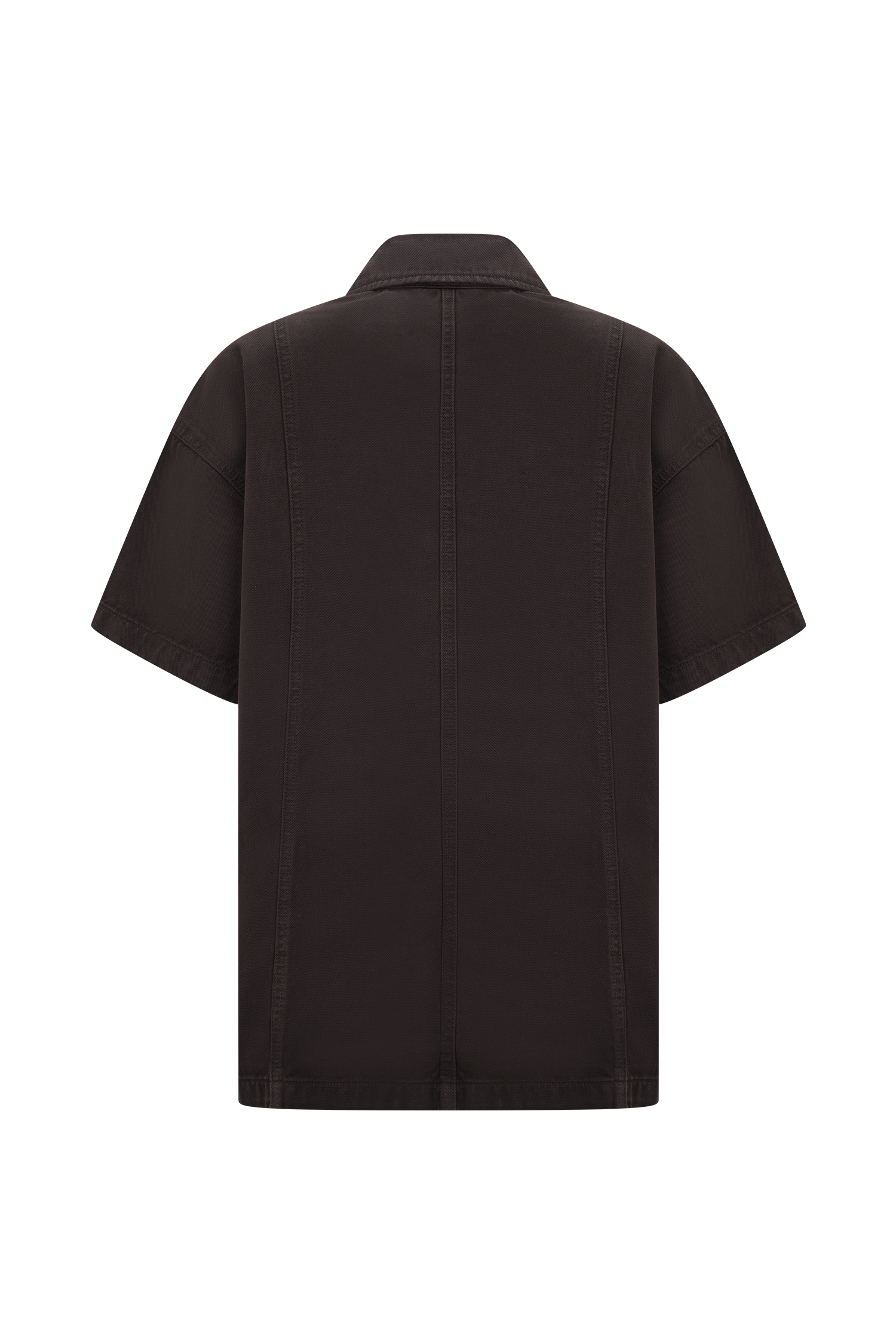 Maya Oversized Denim Shirt - Chocolate - Image 10
