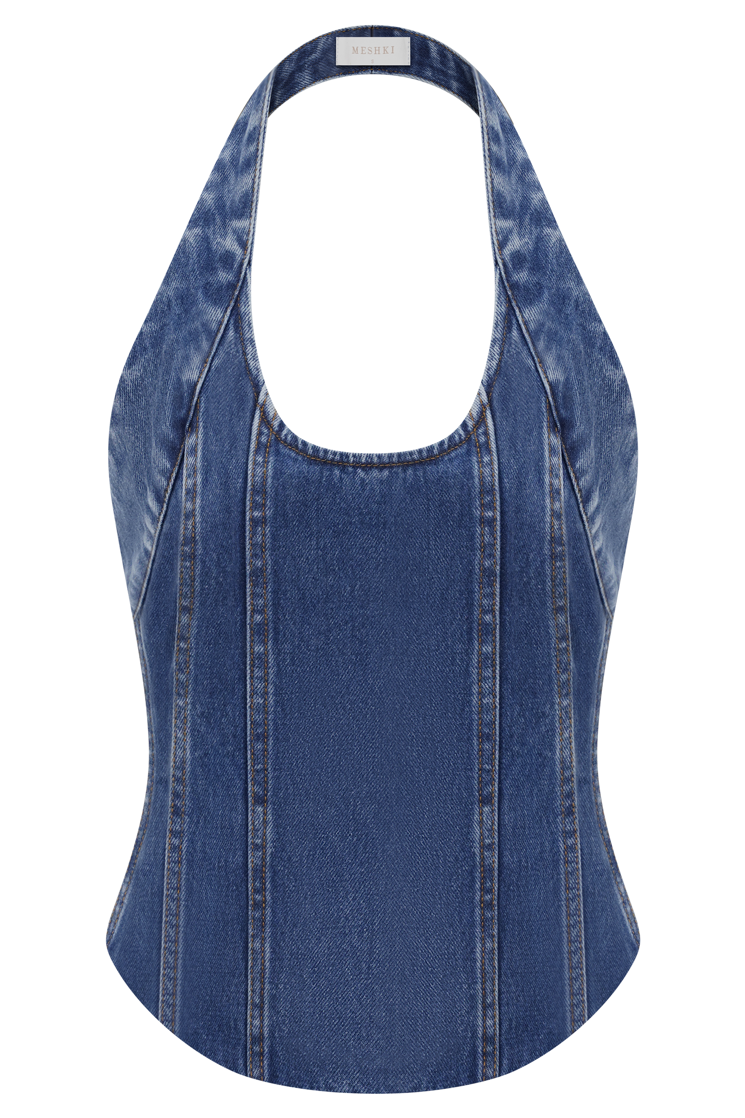 Meadow Denim Corset Halter Top - Dark Blue - Image 10