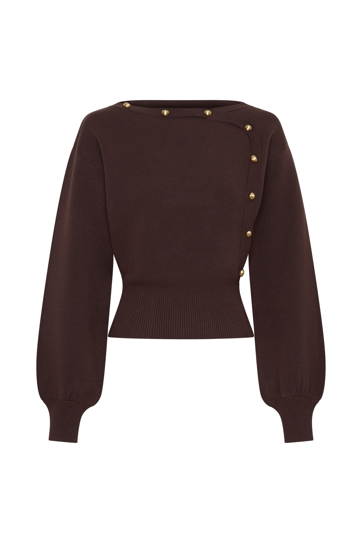 Mertyle Aysmetrical Knit Jumper - Deep Chocolate - Image 10