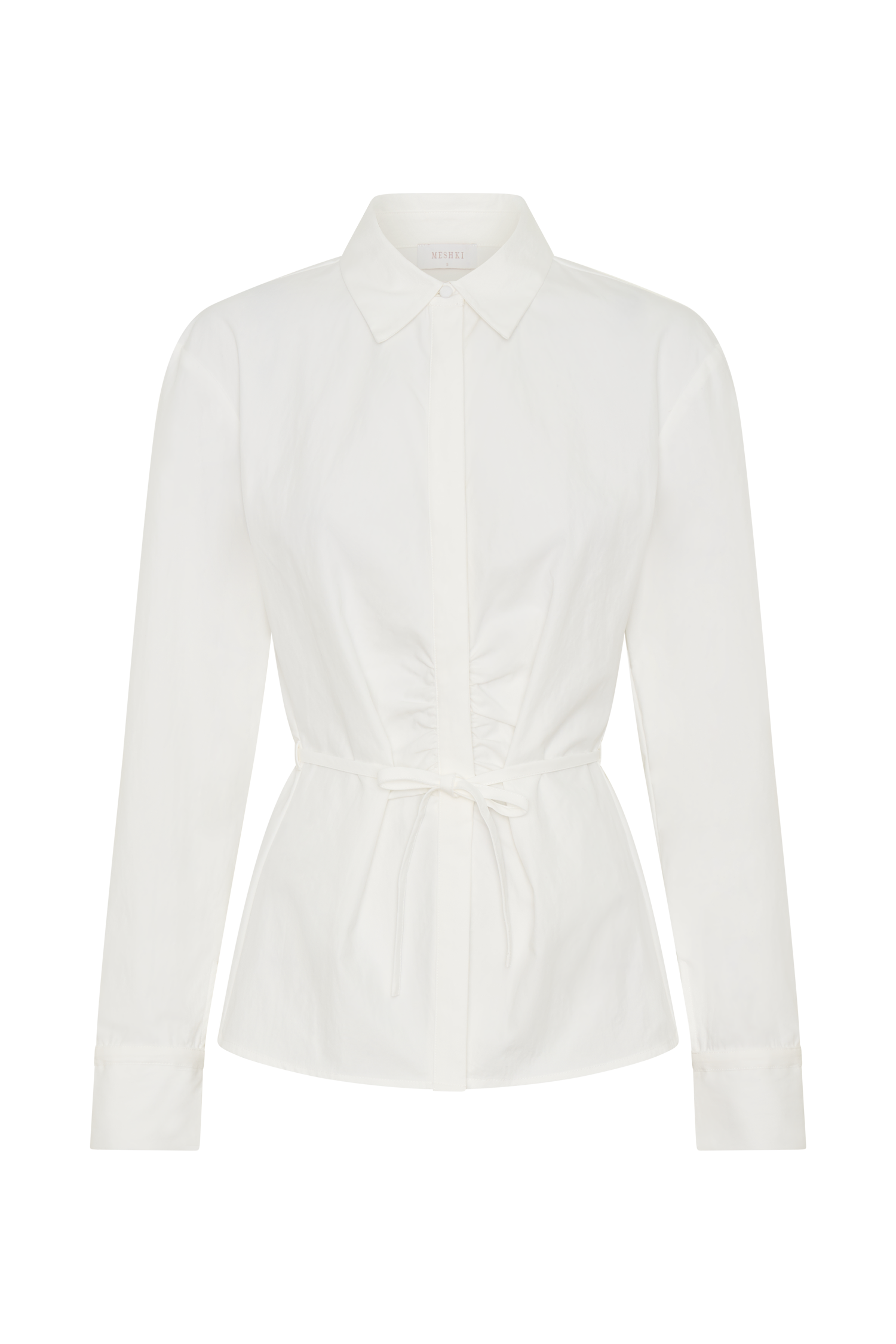 Millie Tie Back Cotton Shirt - White - Image 10