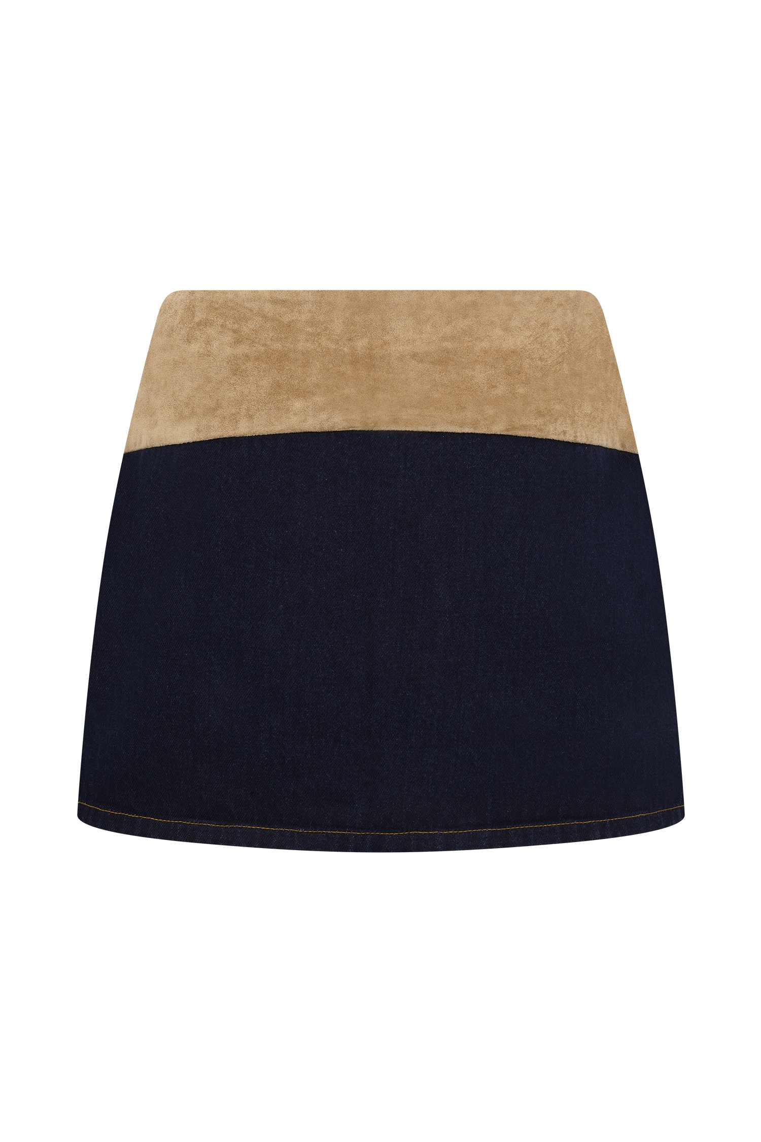 Miranda Faux Suede Belted Denim Mini Skirt - Indigo Blue - Image 8