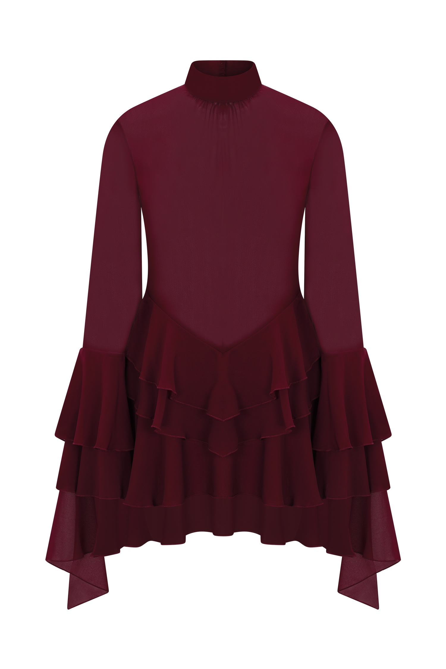 Nimah Chiffon Ruffle Mini Dress - Wine - Image 11
