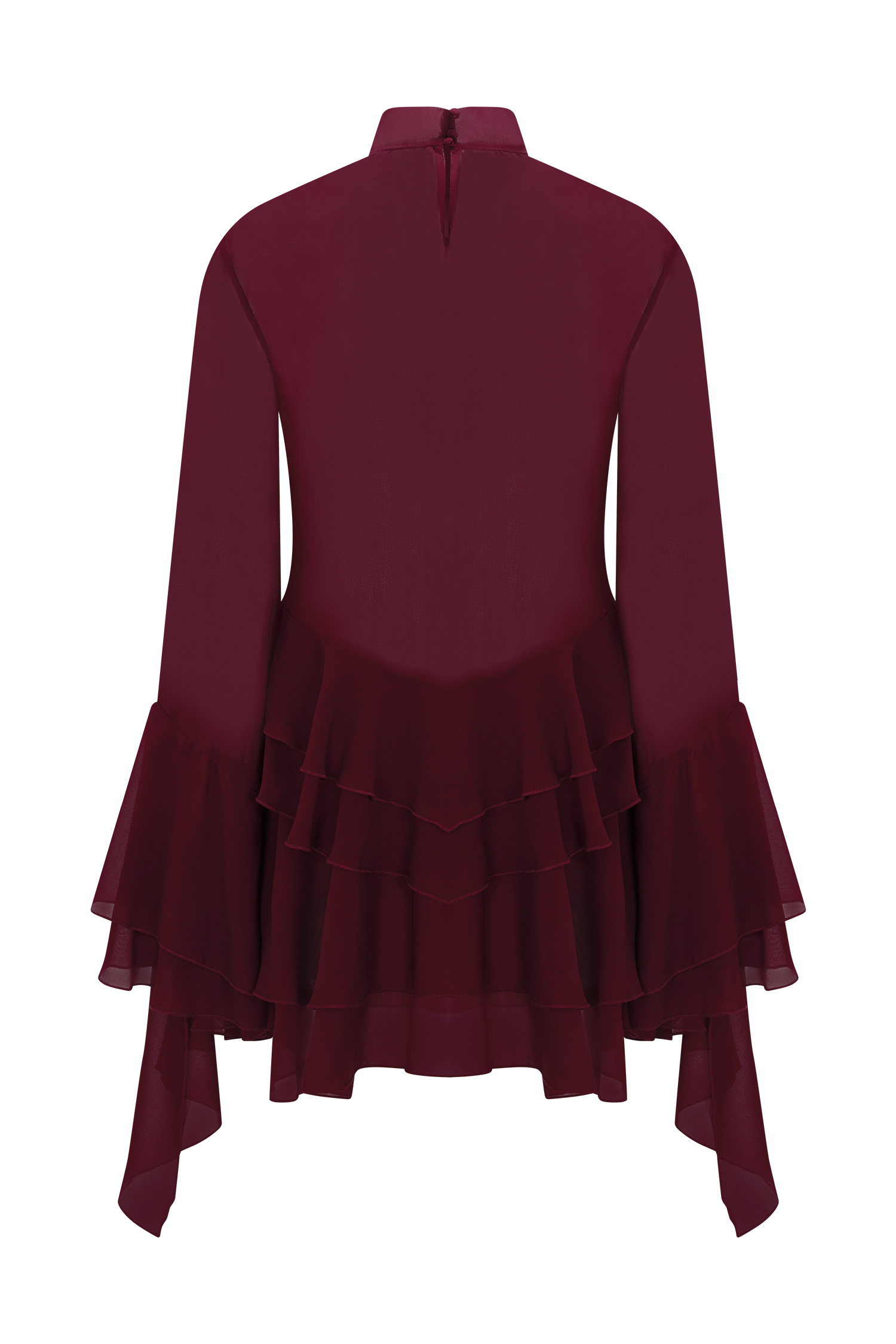Nimah Chiffon Ruffle Mini Dress - Wine - Image 10
