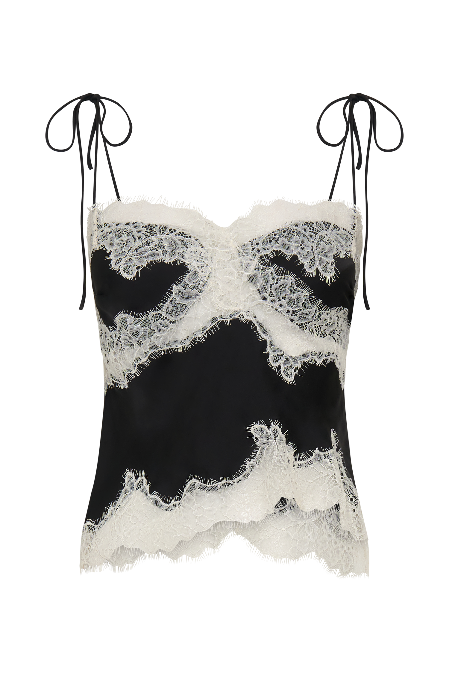 Nina Satin And Lace Camisole - Black/Ivory - Image 10