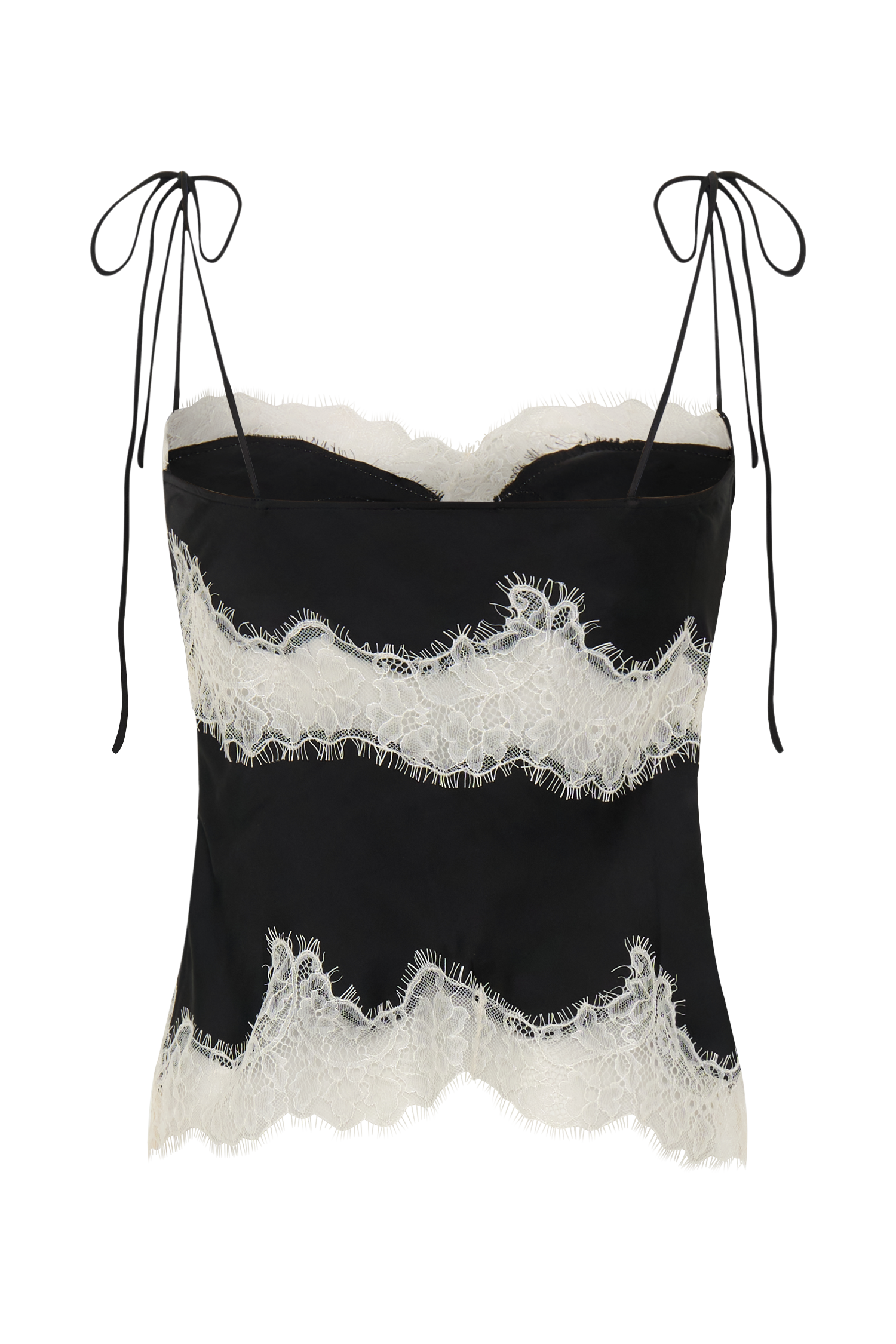 Nina Satin And Lace Camisole - Black/Ivory - Image 9
