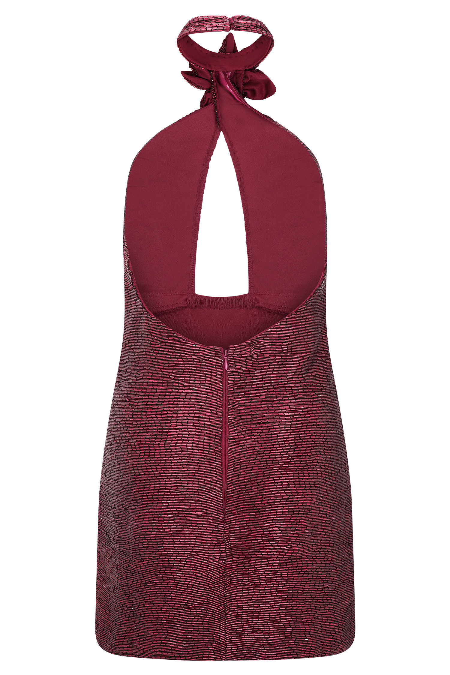 Nylah Beaded Halter Mini Dress - Burgundy - Image 9
