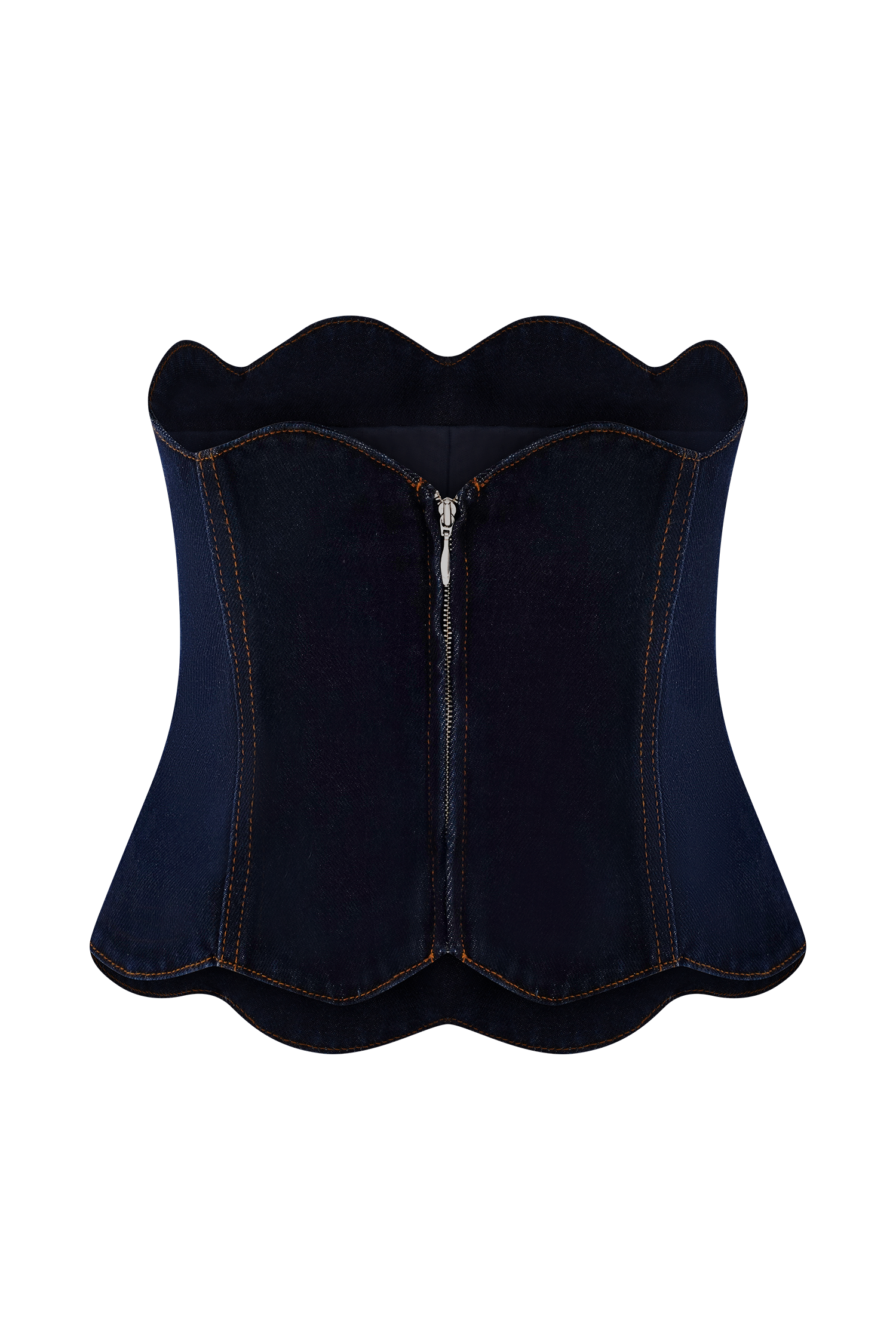 Oakley Strapless Scallop Denim Top - Indigo Blue - Image 4