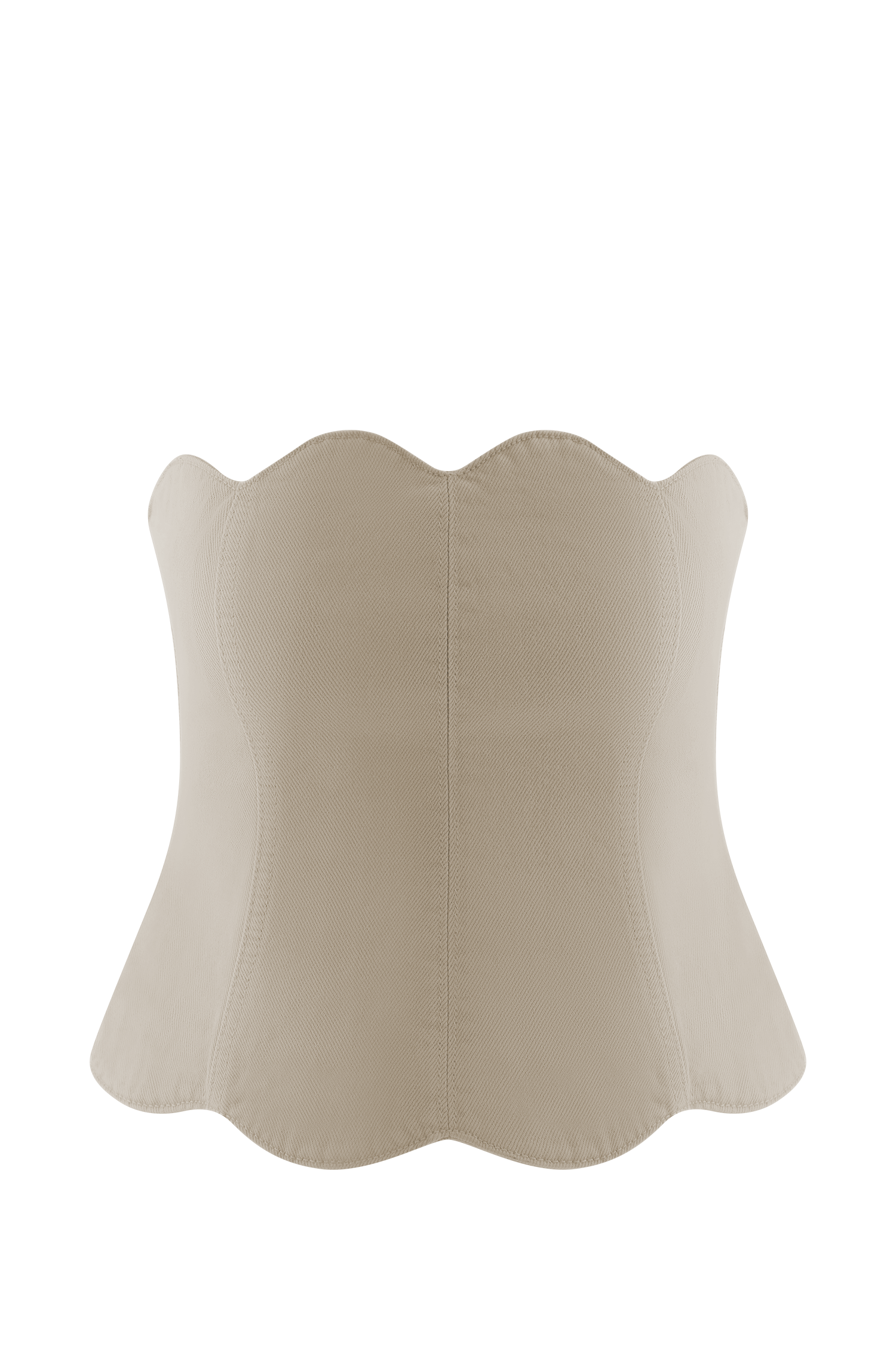 Oakley Strapless Scallop Denim Top - Stone Wash - Image 9