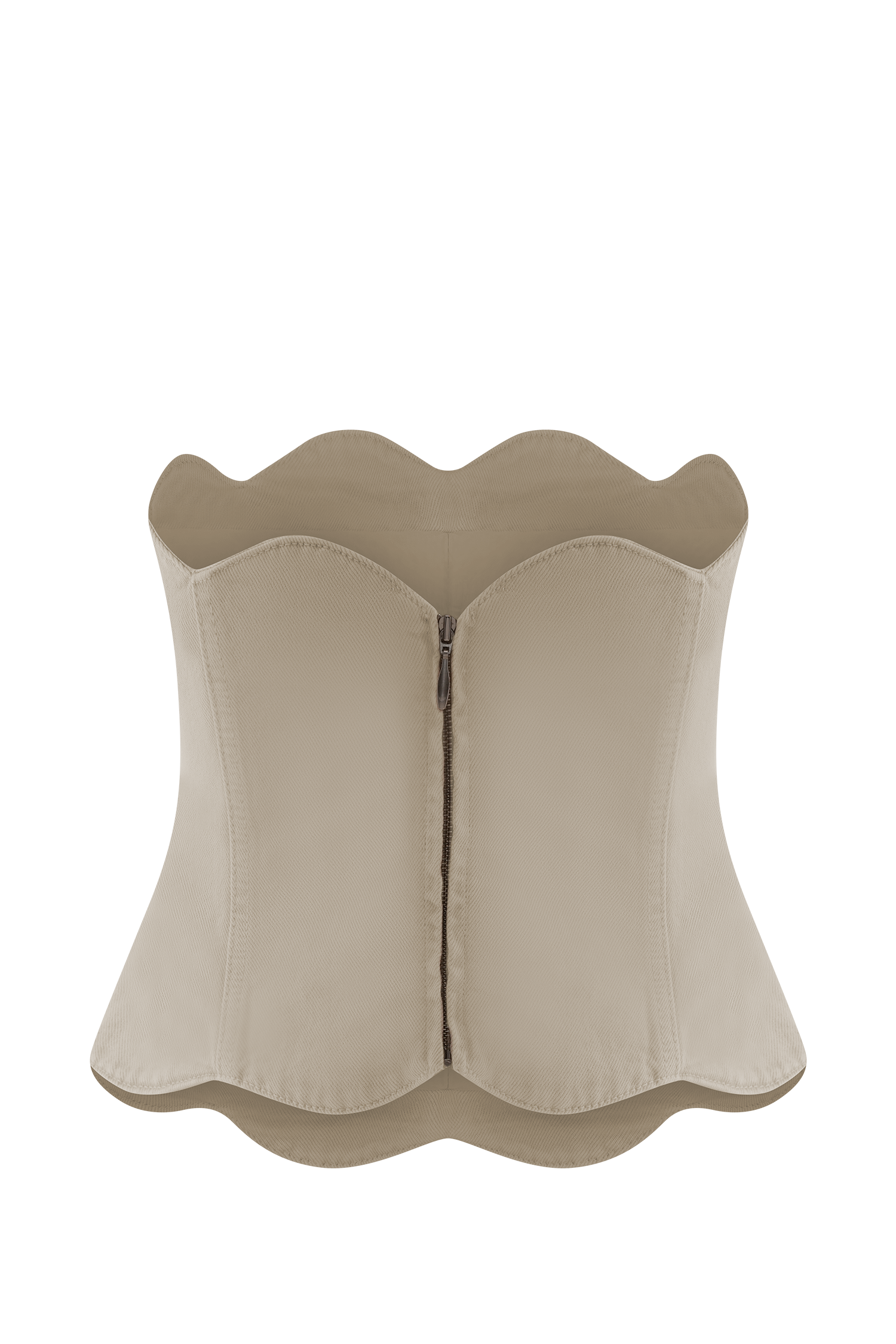 Oakley Strapless Scallop Denim Top - Stone Wash - Image 8
