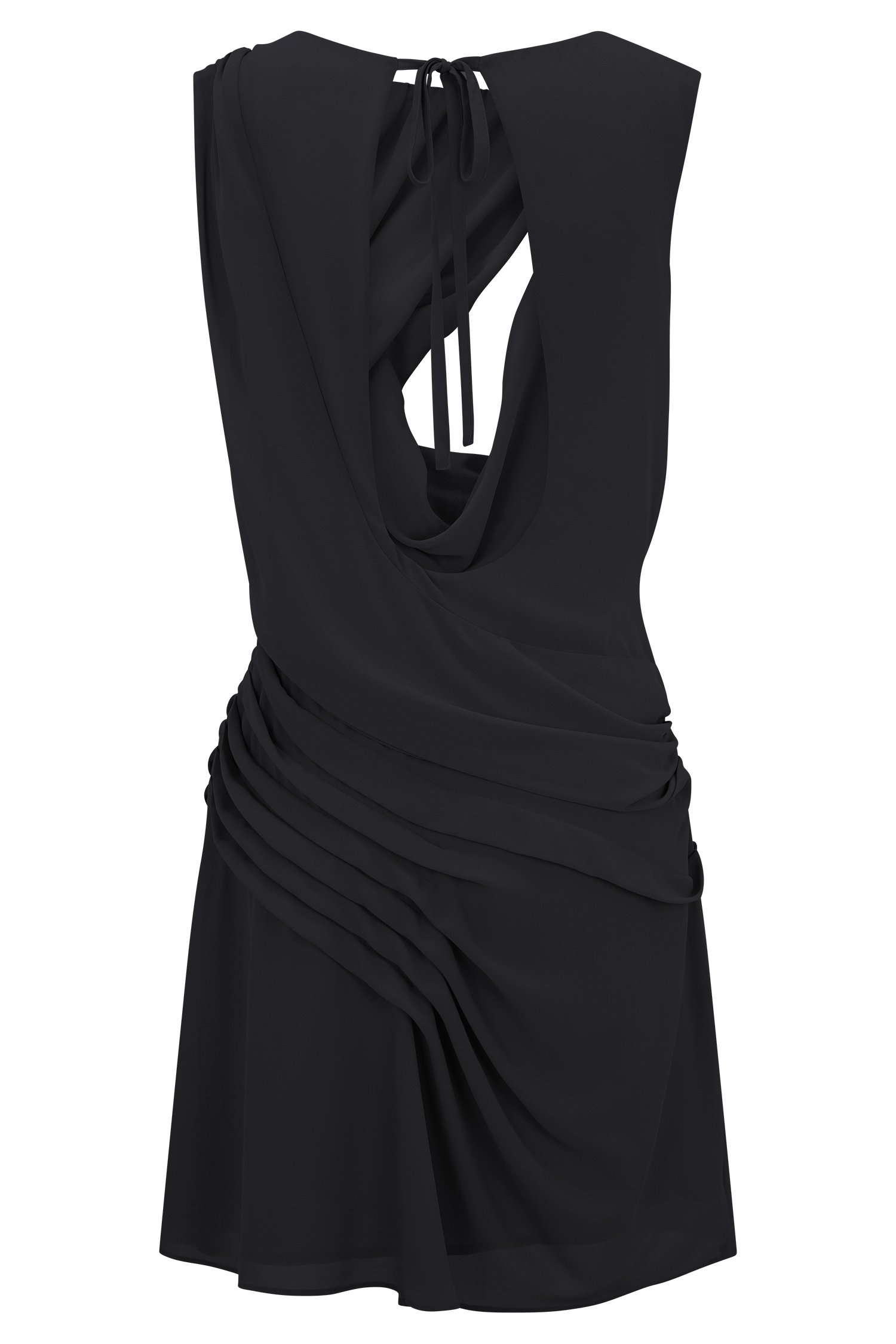 Oria Chiffon Mini Dress - Black - Image 8
