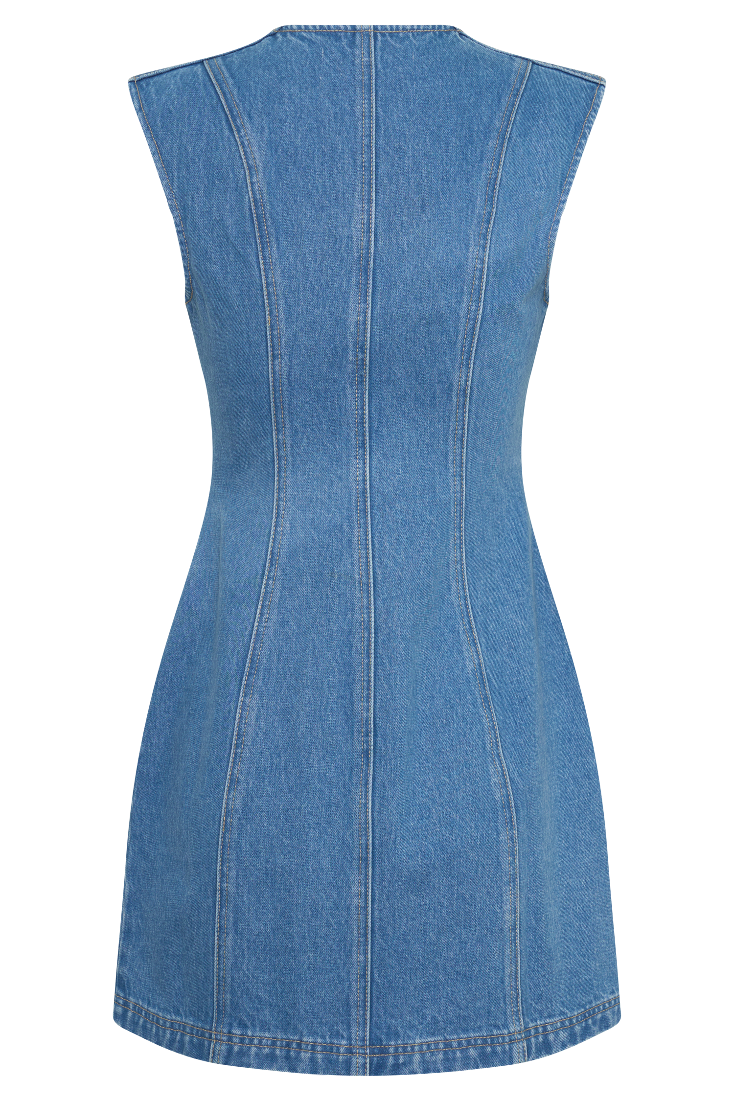 Penn Button Front Denim Mini Dress - Summer Blue - Image 8