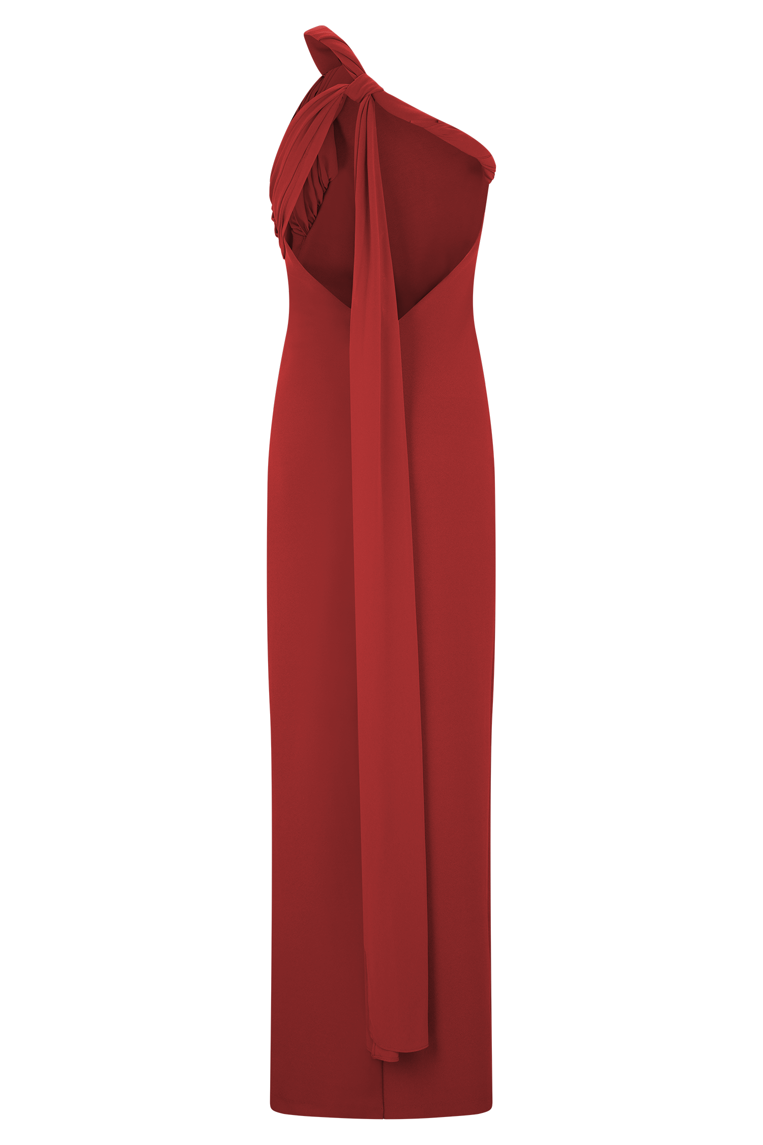 Philippa Knotted Crepe Maxi Dress - Ruby - Image 10