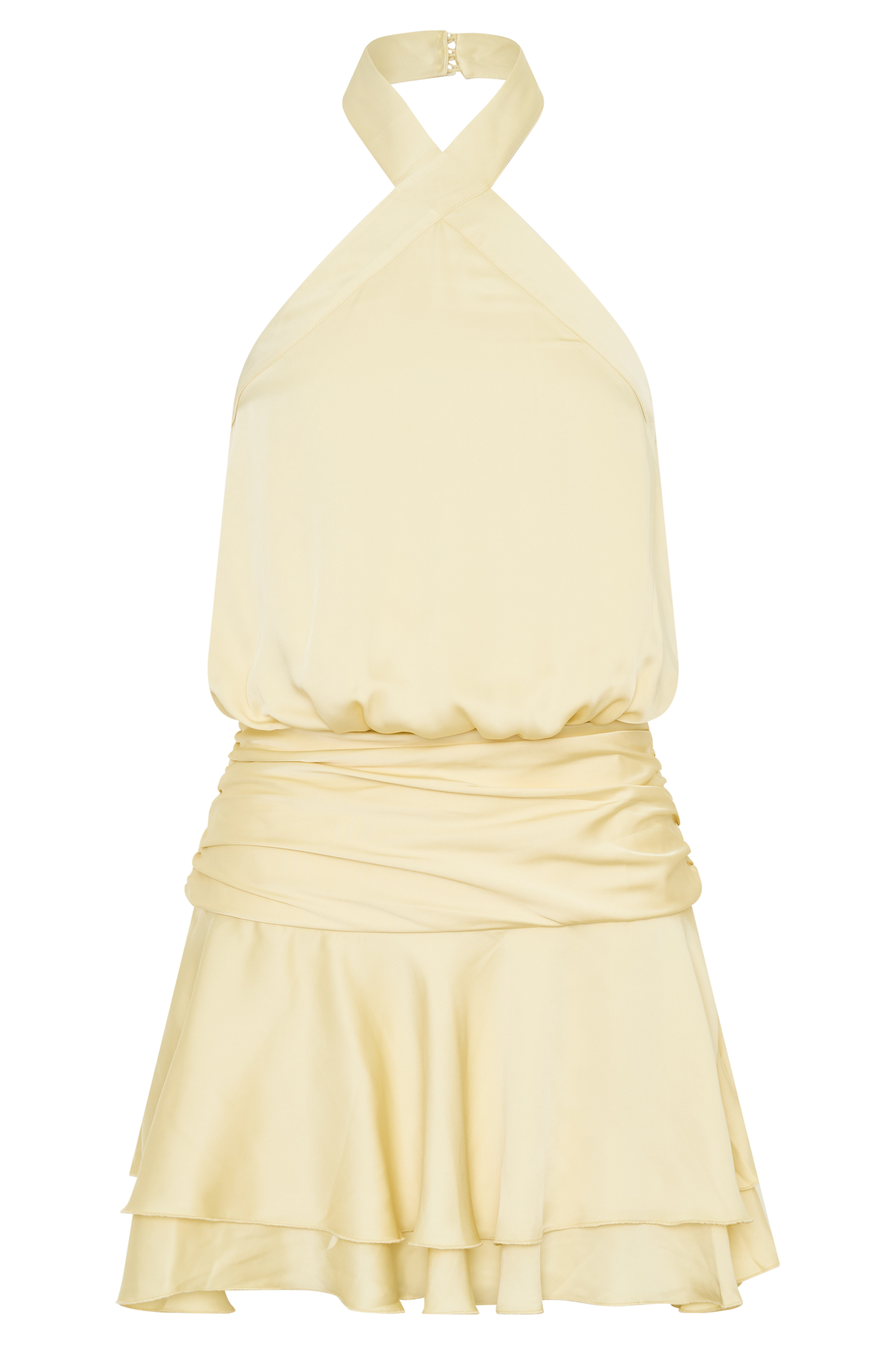 Poppy Satin Halter Mini Dress - Lemon - Image 10