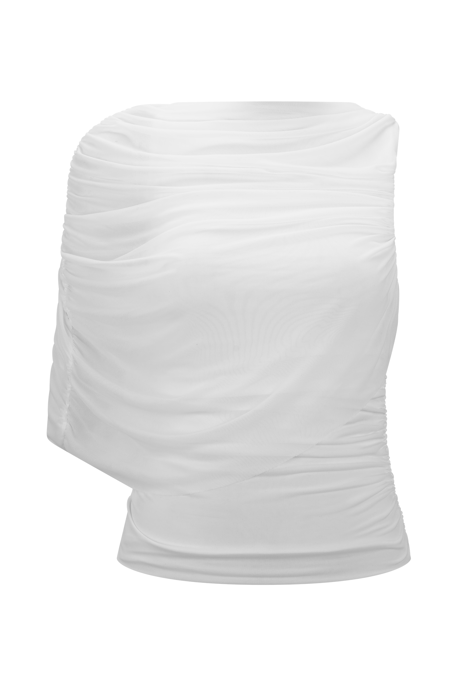 Pruedance Slinky Draped Top With Mesh Overlay - White - Image 9