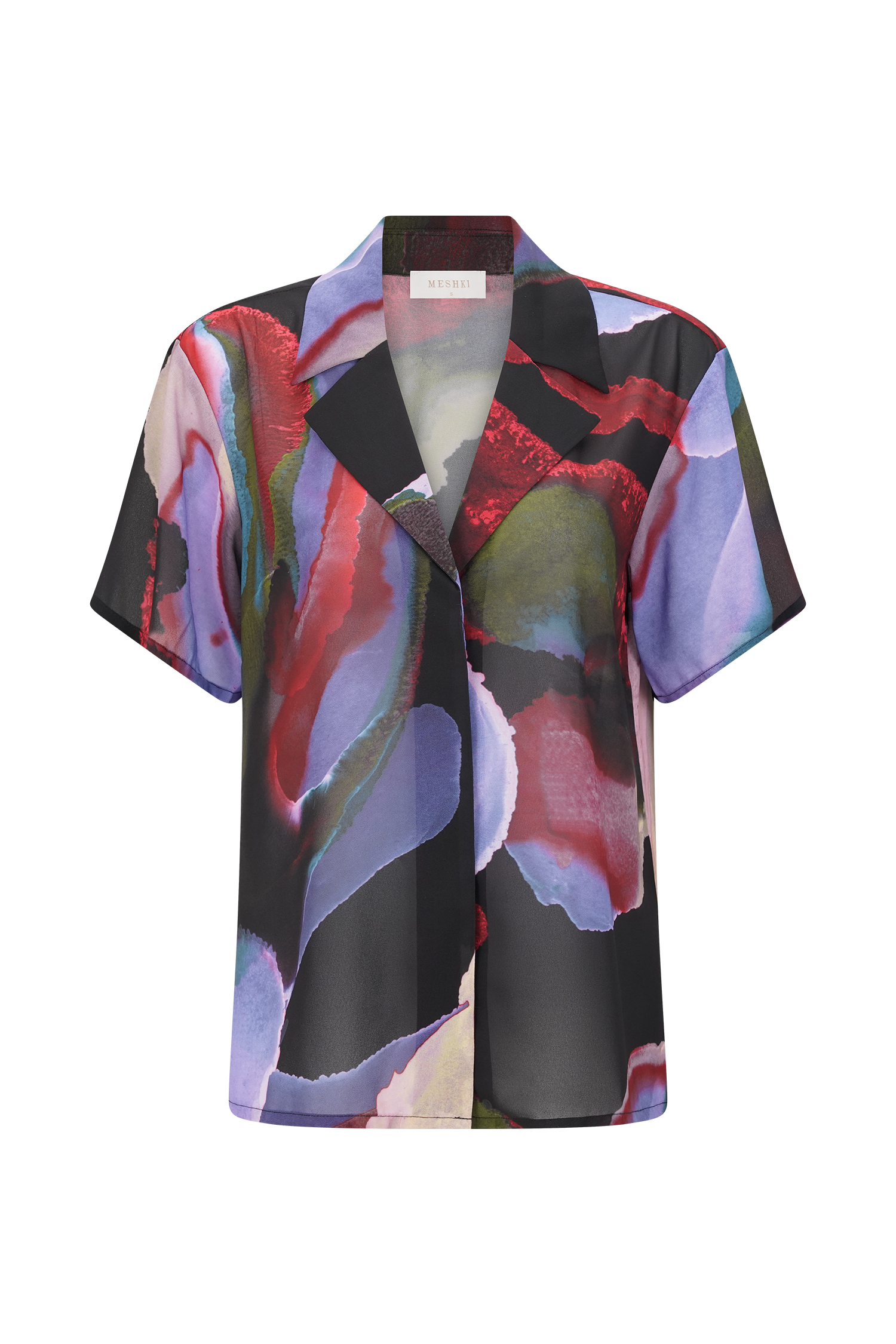 Rachel Chiffon Short Sleeve Shirt - Multi Fluid Reverie Print - Image 9