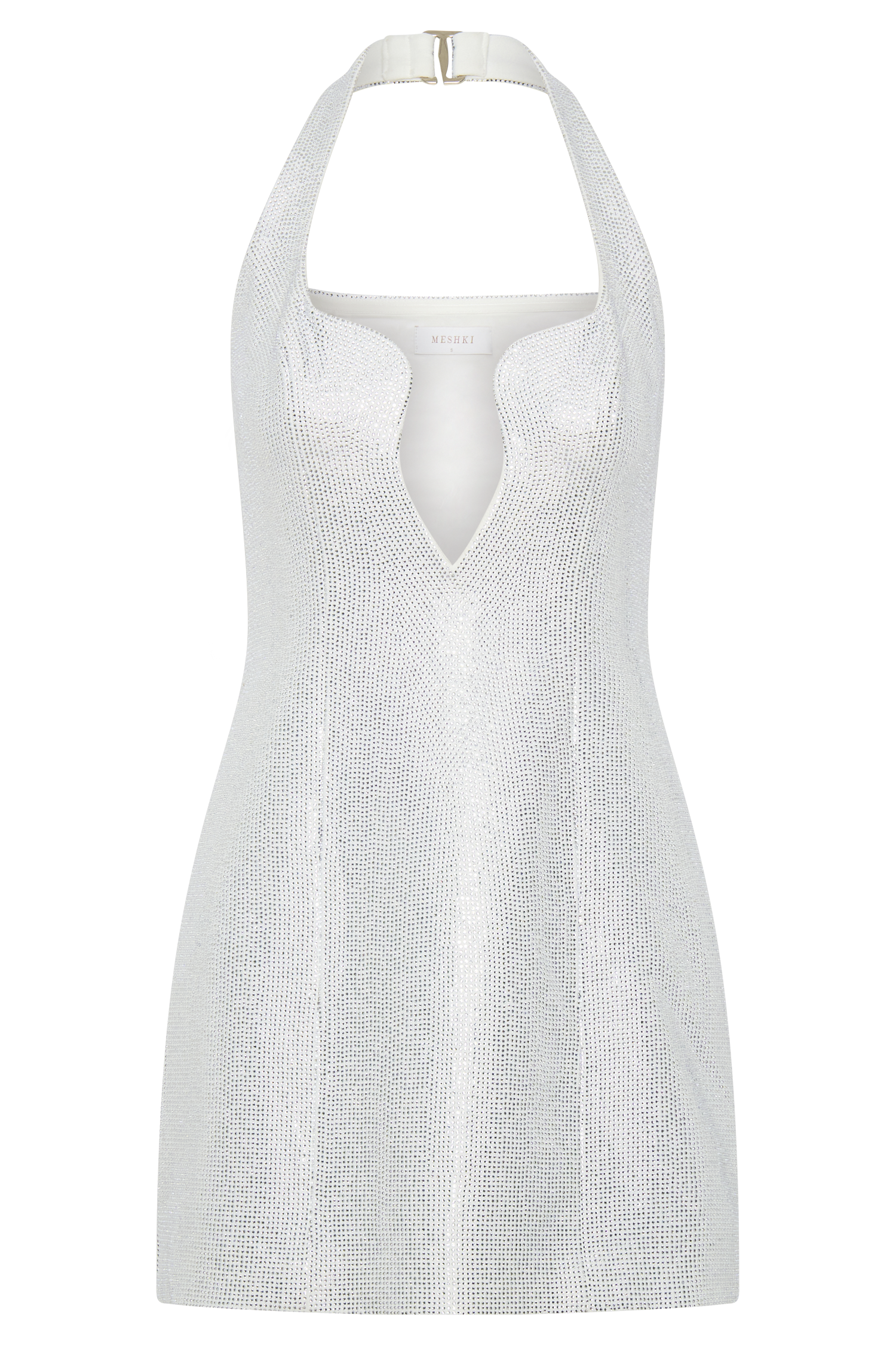 Raina Diamante Halter Mini Dress - White - Image 6