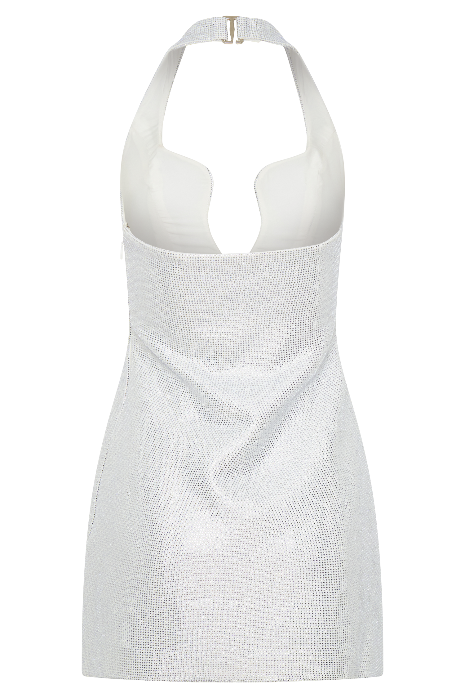 Raina Diamante Halter Mini Dress - White - Image 5