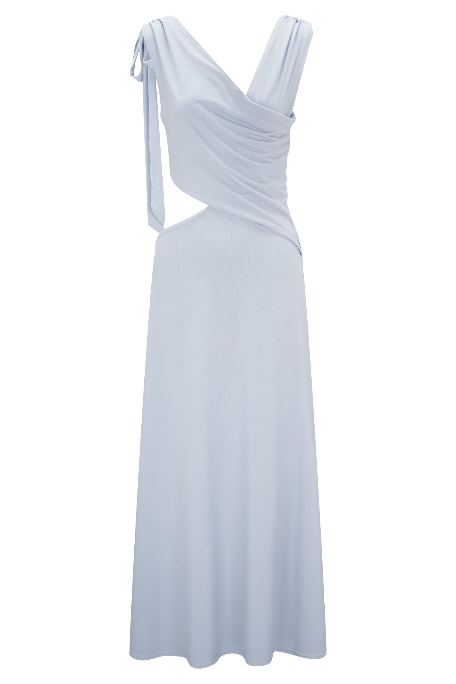 Raleigh Asymmetrical Slinky Midi Dress - Pale Blue - Image 10