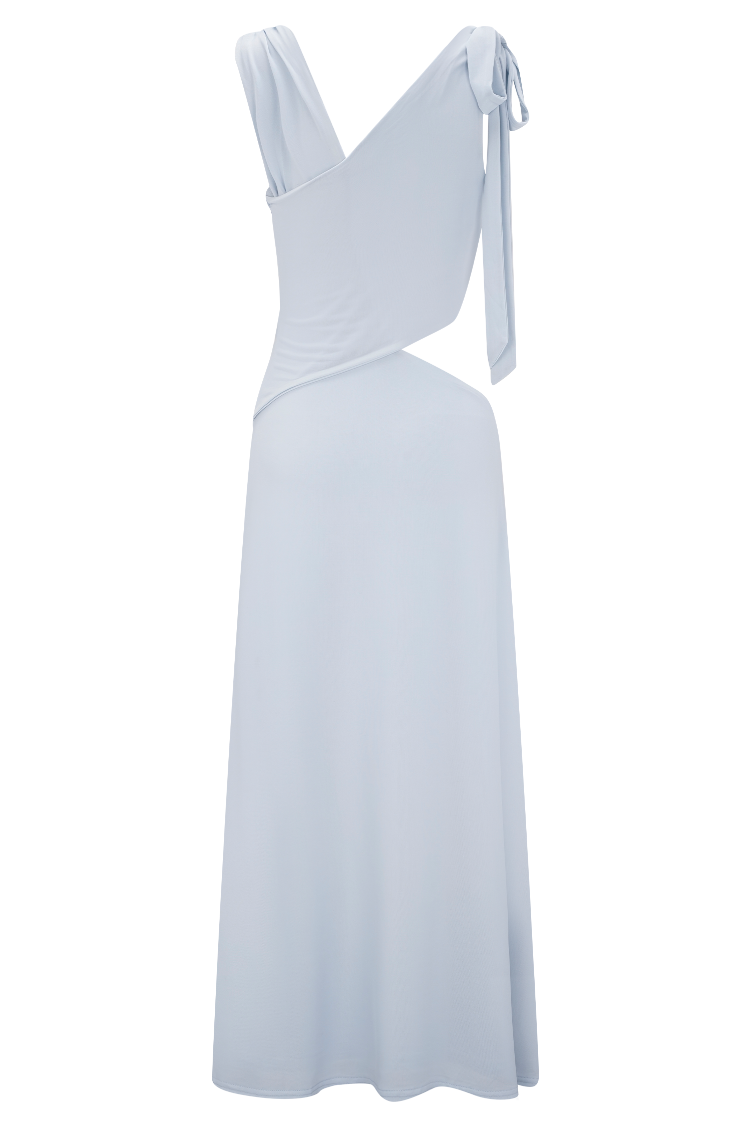 Raleigh Asymmetrical Slinky Midi Dress - Pale Blue - Image 9