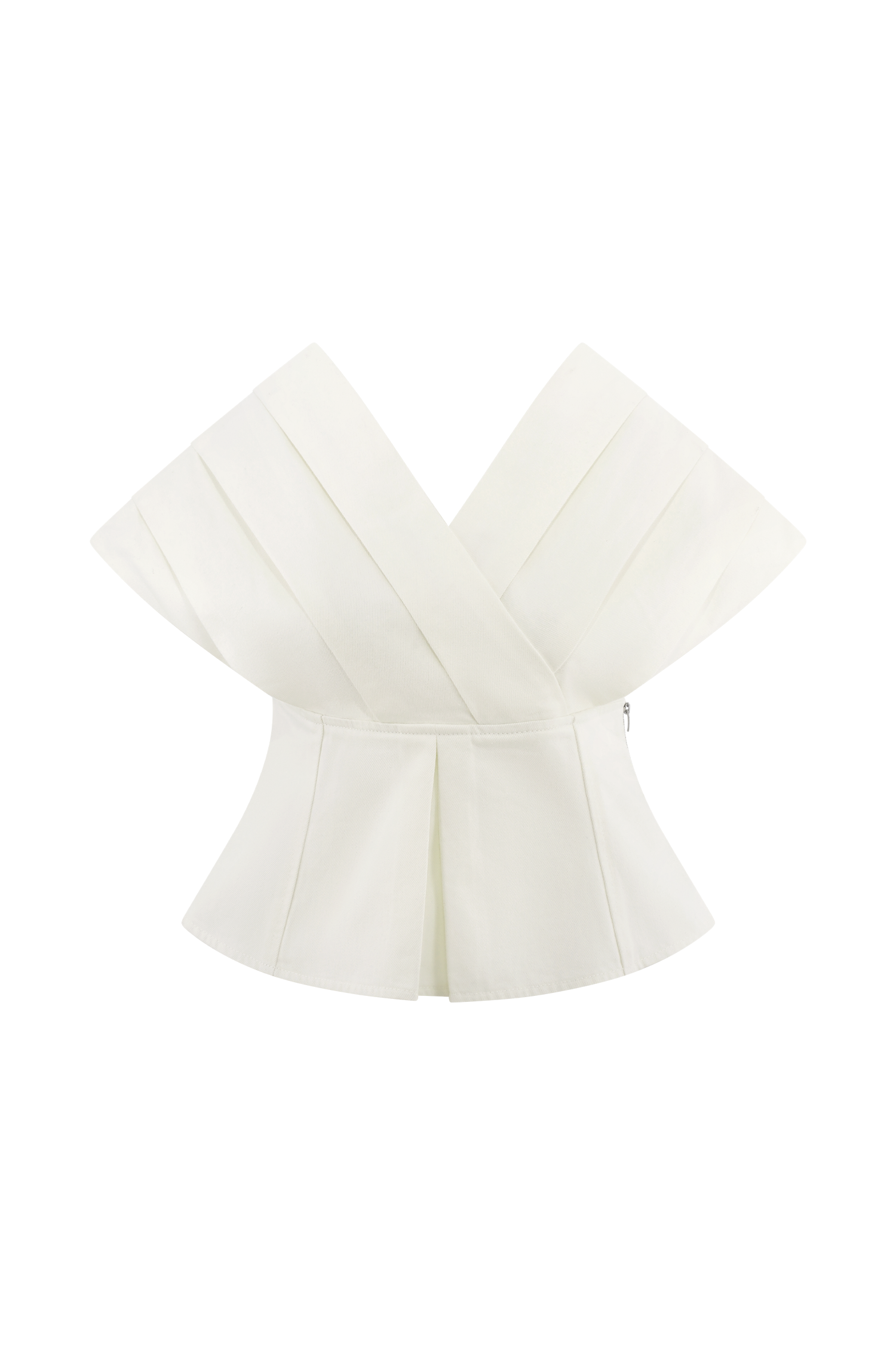 Rayne Off Shoulder Denim Top - White - Image 9