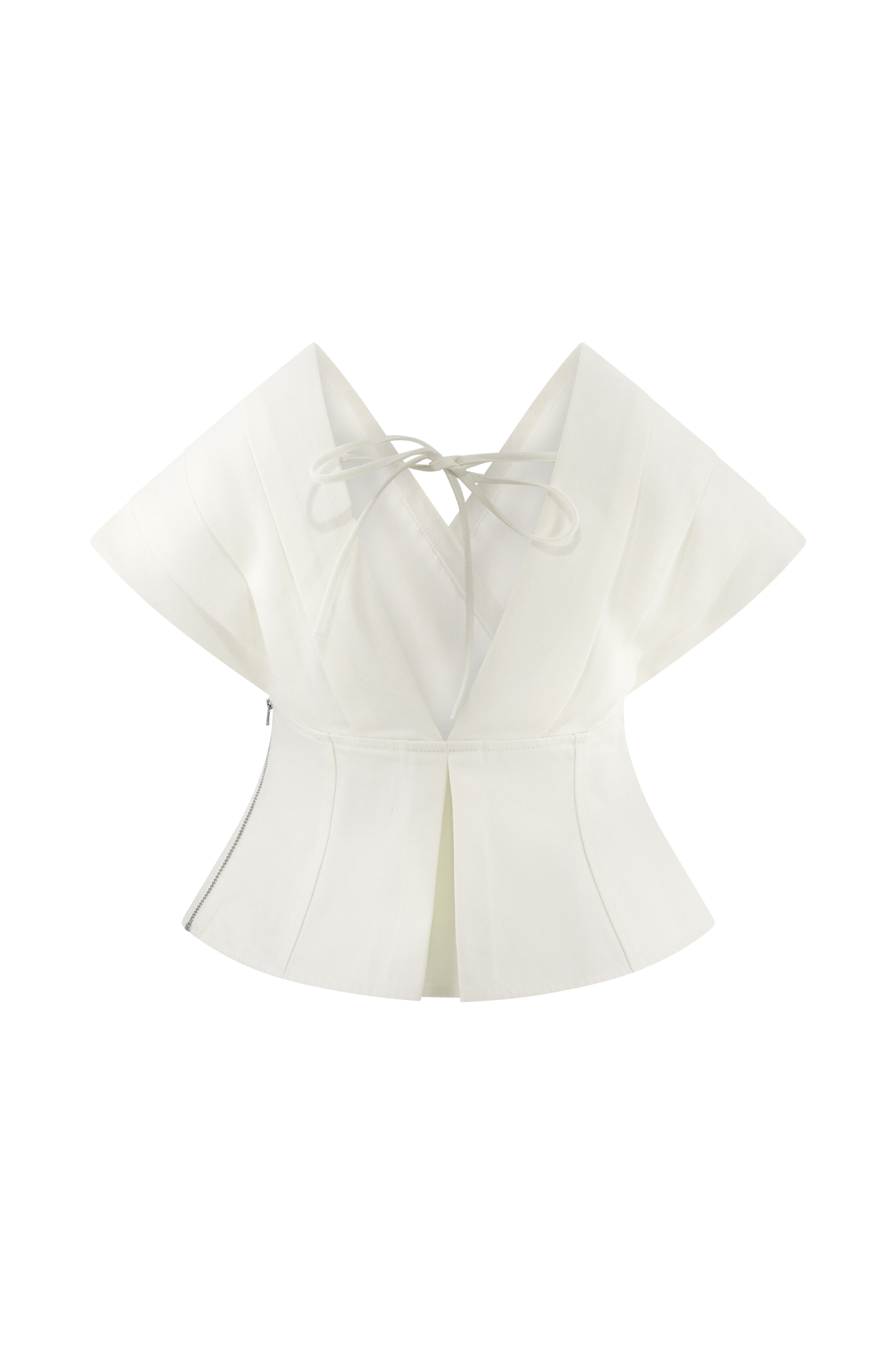 Rayne Off Shoulder Denim Top - White - Image 8