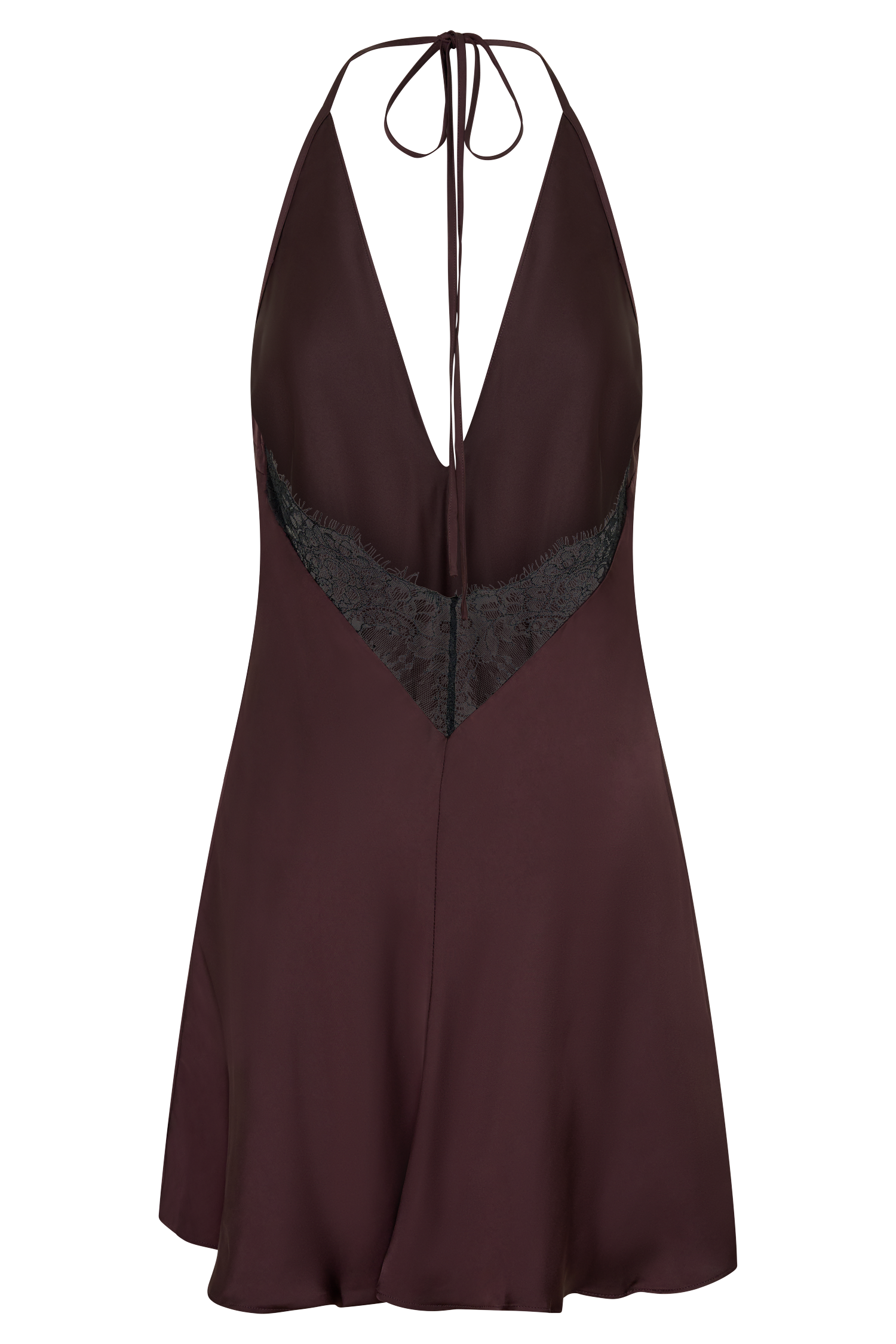 Regina Halter Lace And Satin Mini Dress - Chocolate - Image 8