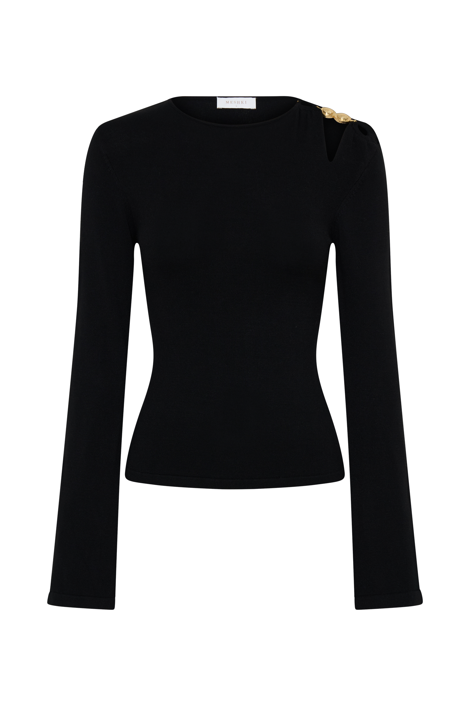 Ricky Knit Long Sleeve Longline Top - Black - Image 8