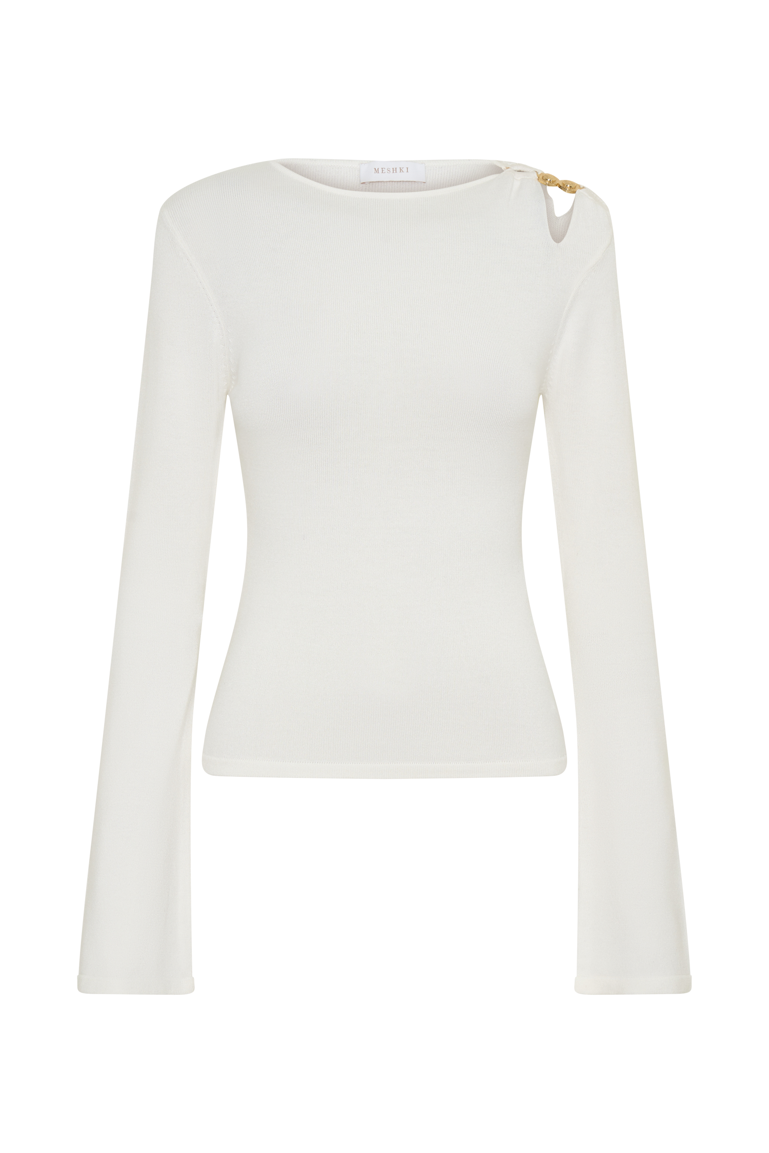 Ricky Knit Long Sleeve Longline Top - Ivory - Image 8