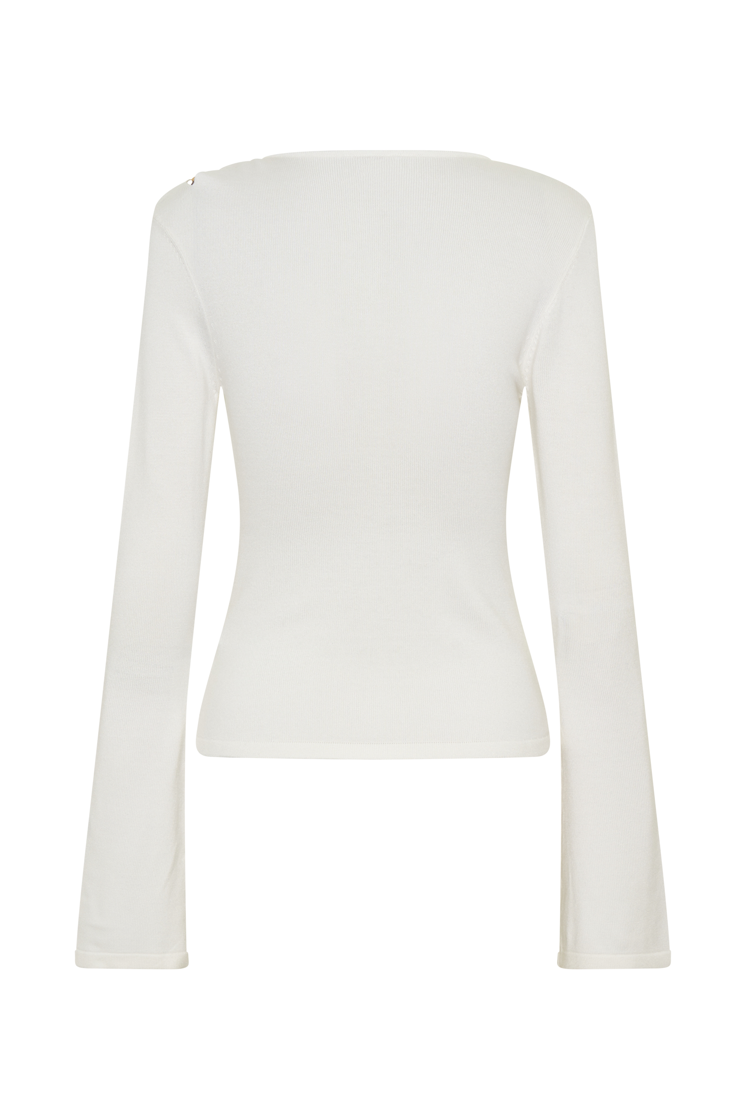 Ricky Knit Long Sleeve Longline Top - Ivory - Image 7