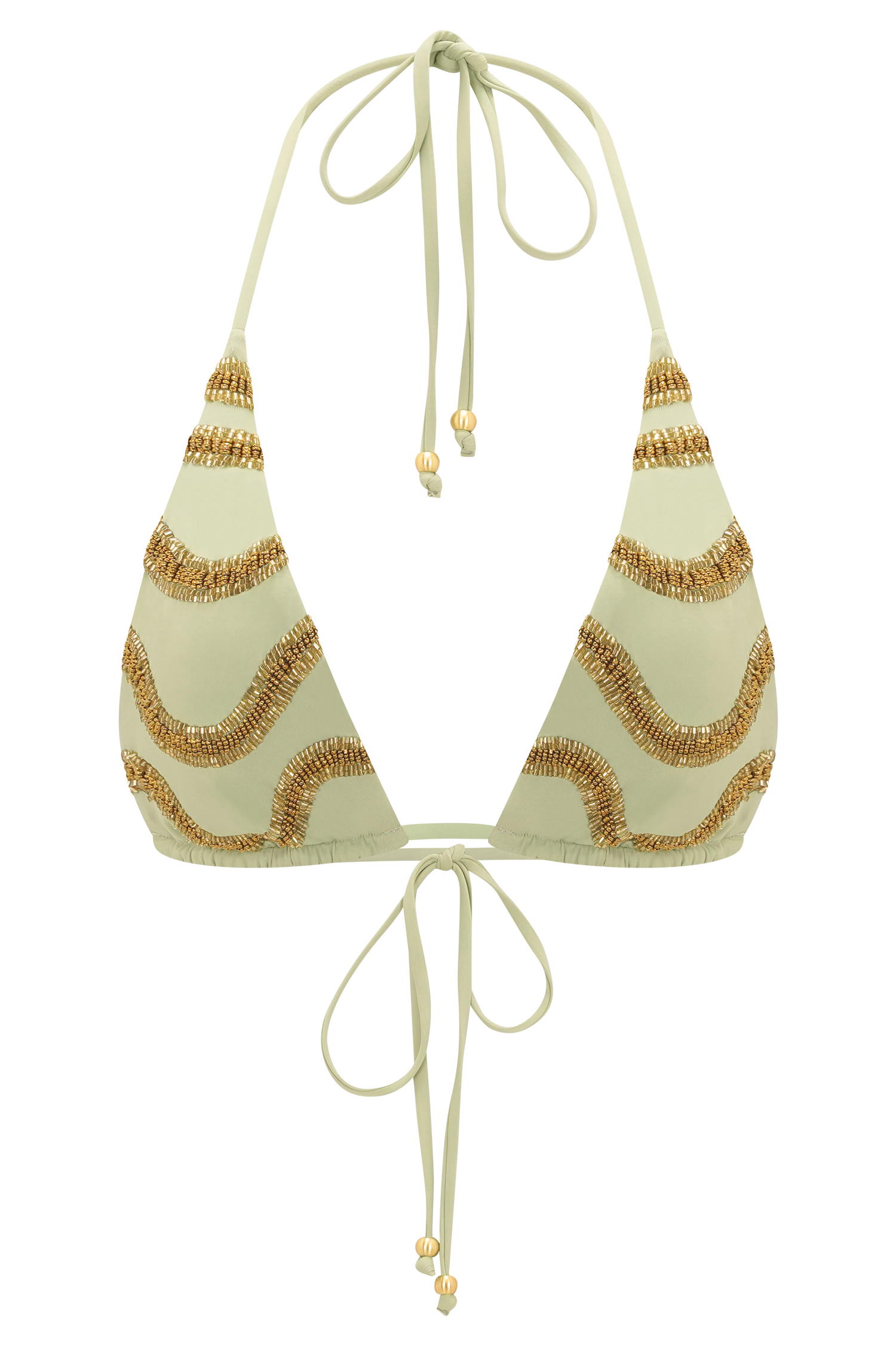 Robyn Beaded Triangle Bikini Top - Sage - Image 11