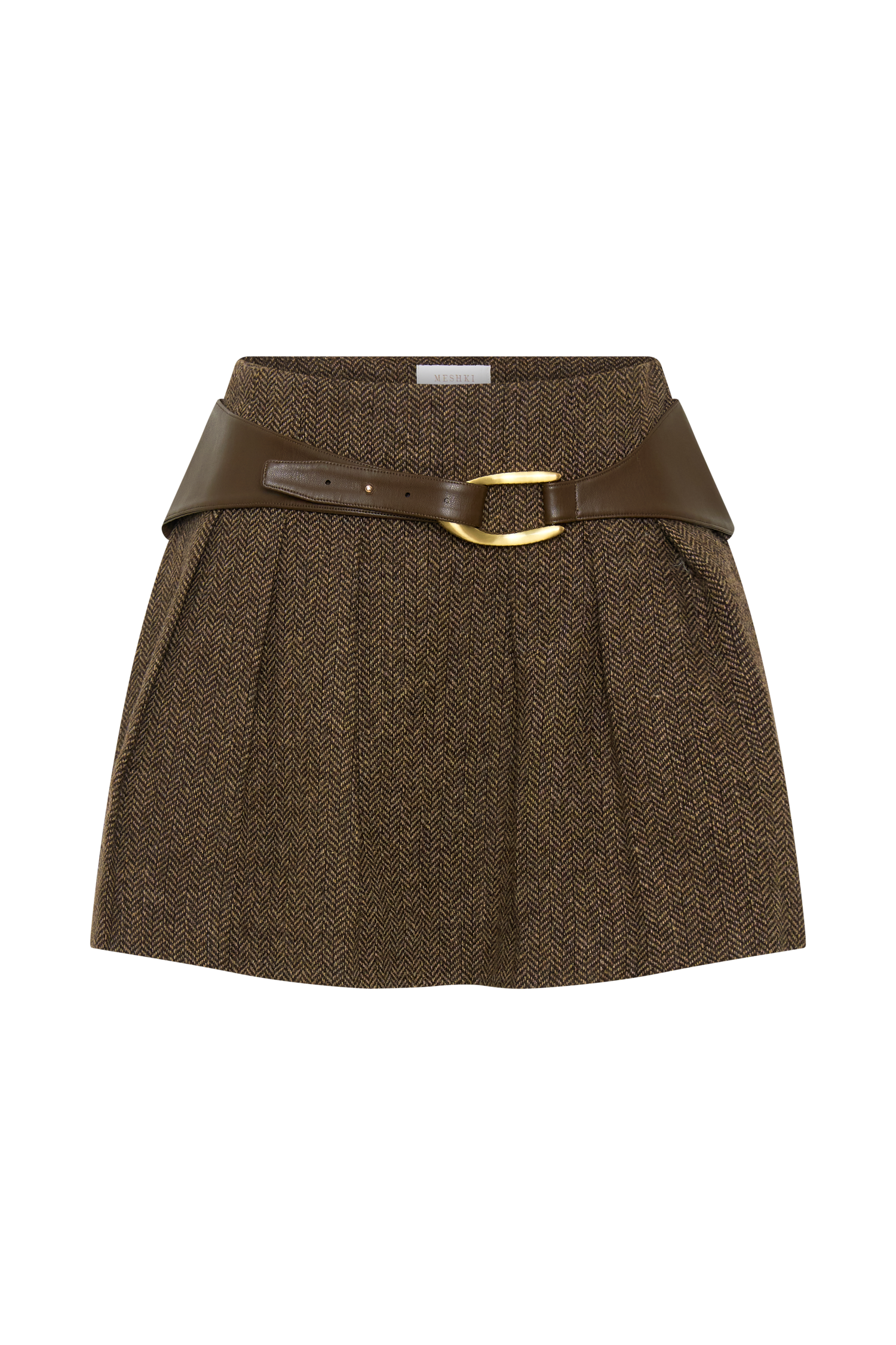 Romy Mini Skirt With Hardware - Herringbone - Image 9