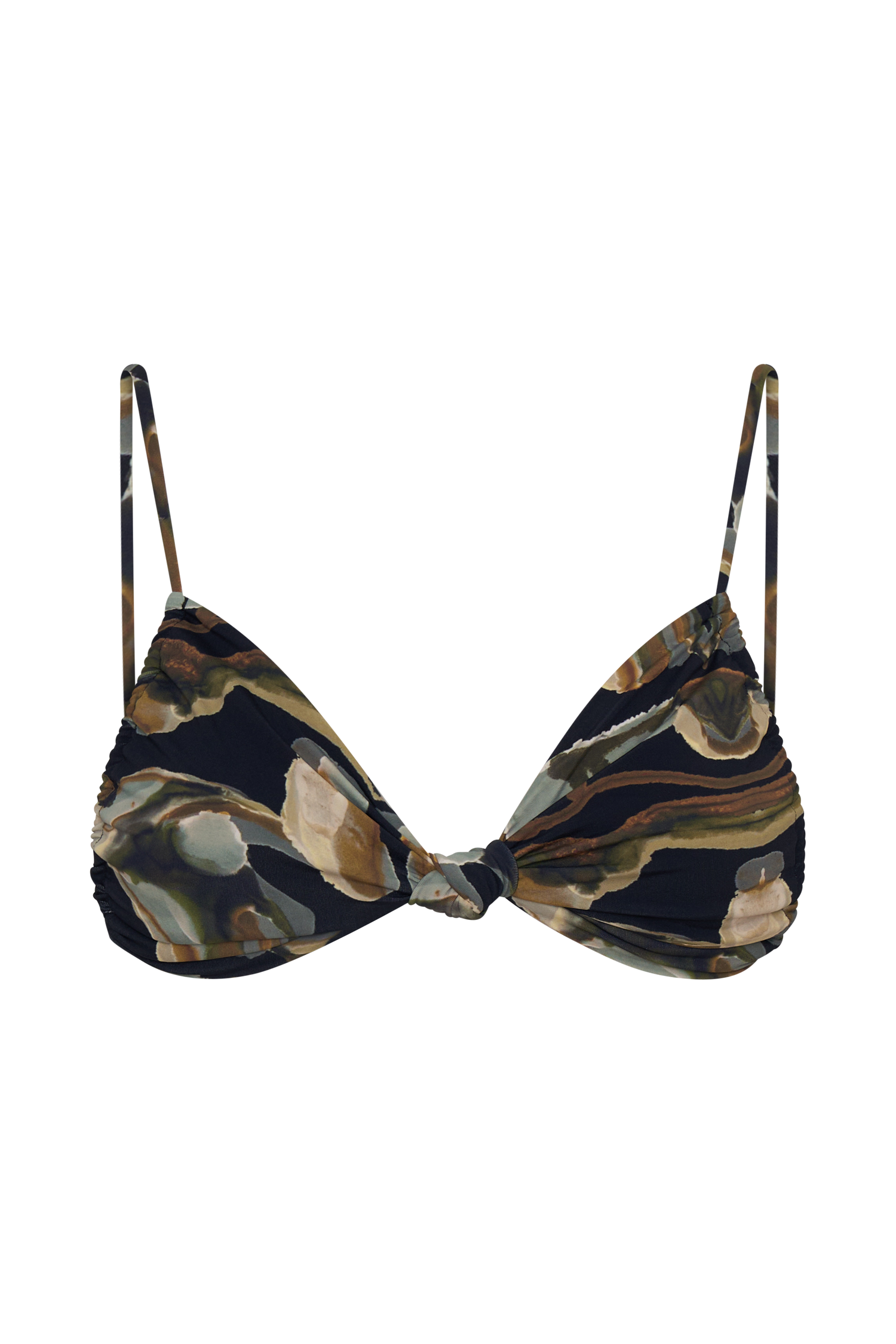 Rosmunda Ruched Bikini Top - Green Fluid Reverie Print - Image 8