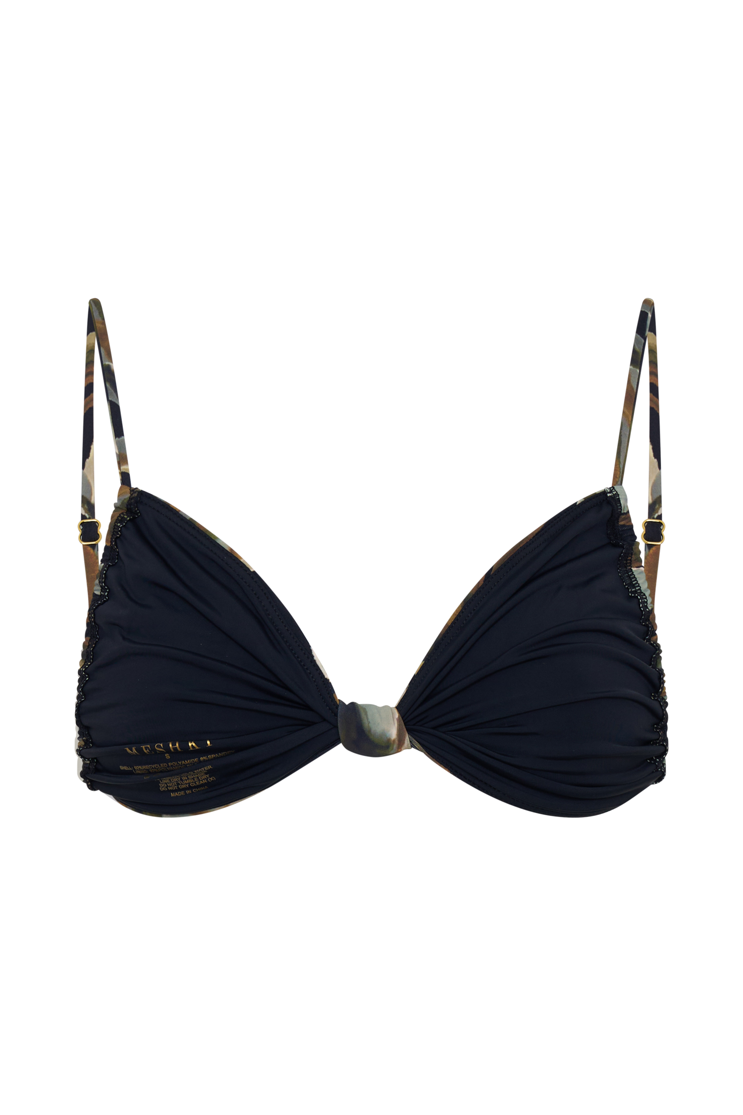 Rosmunda Ruched Bikini Top - Green Fluid Reverie Print - Image 7