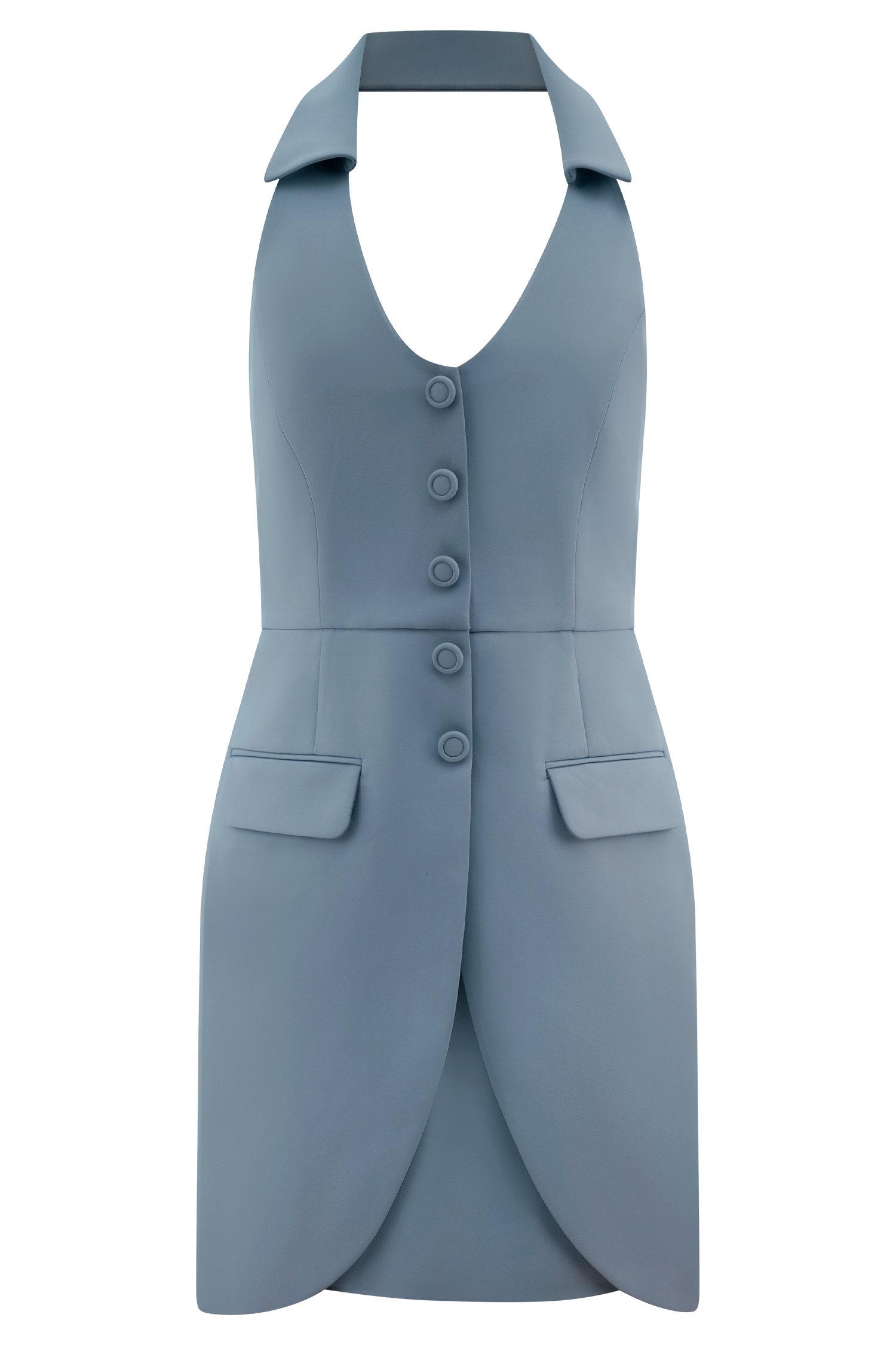 Ruth Cotton Halter Mini Dress - Ocean Blue - Image 7
