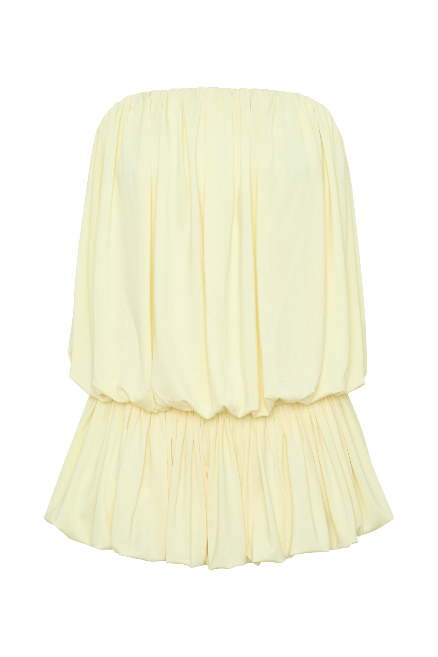Safiya Strapless Gathered Bubble Mini Dress - Lemon - Image 9